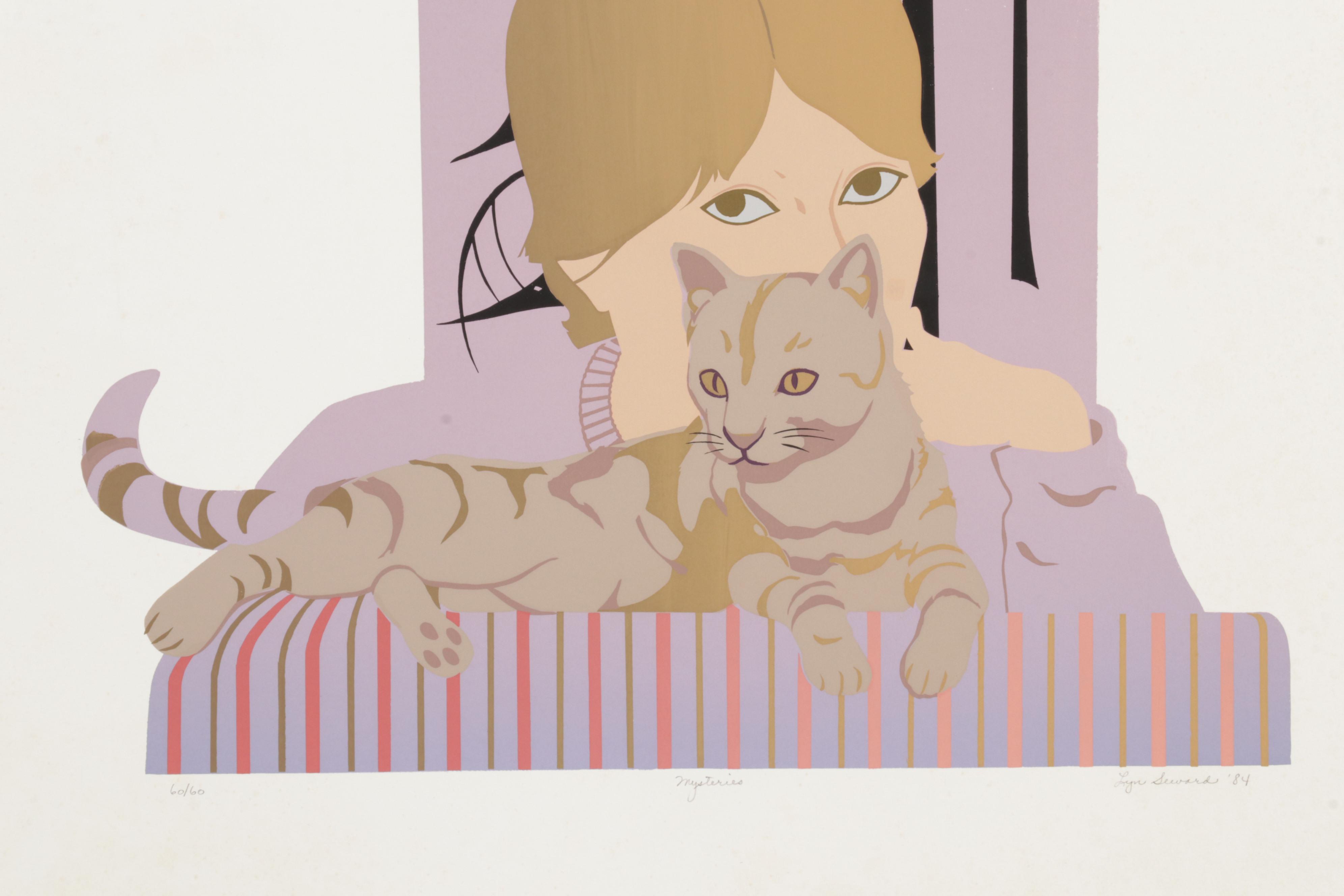 Lyn Seward Folk Art Serigraph "Mysteries," 1984