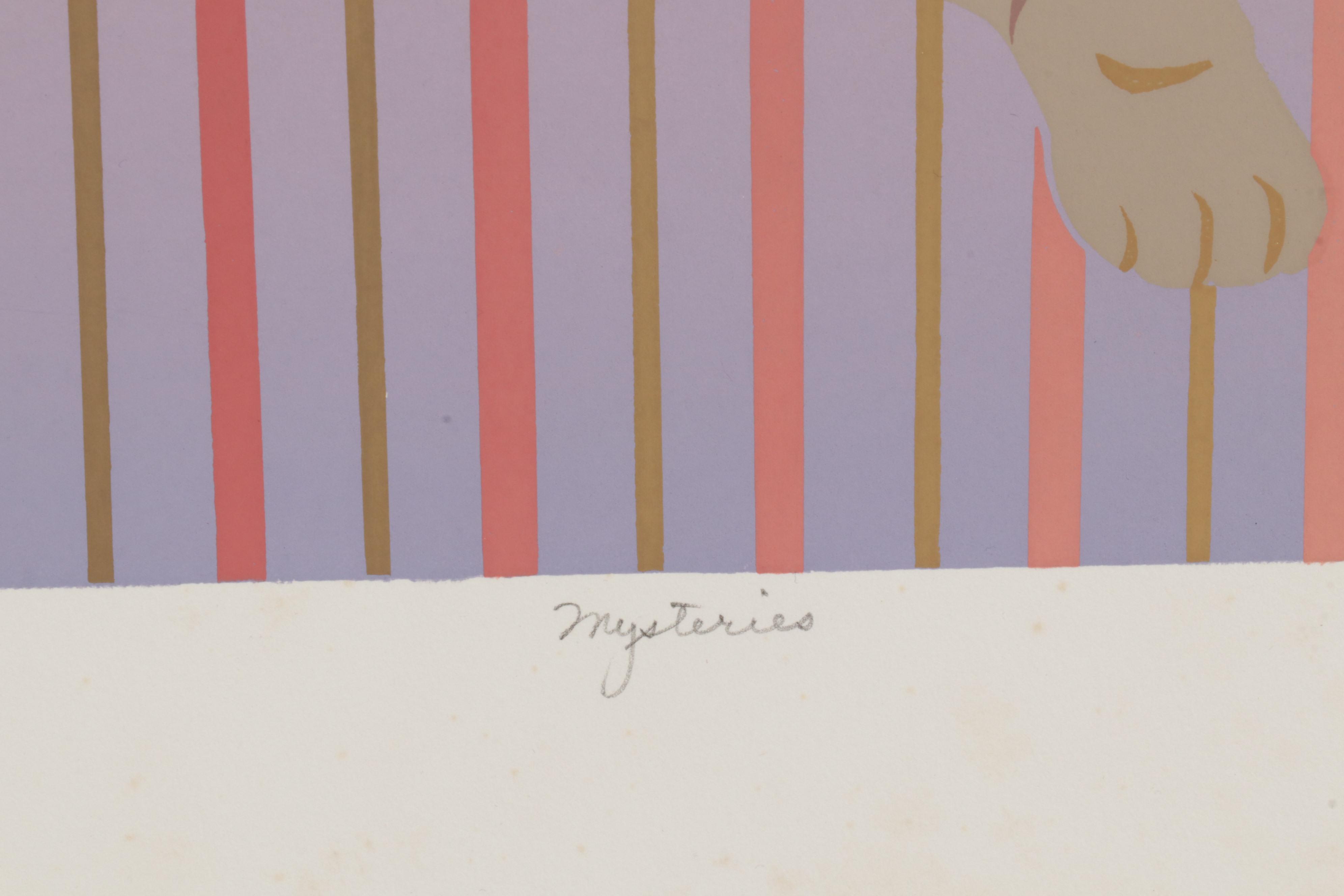 Lyn Seward Folk Art Serigraph "Mysteries," 1984