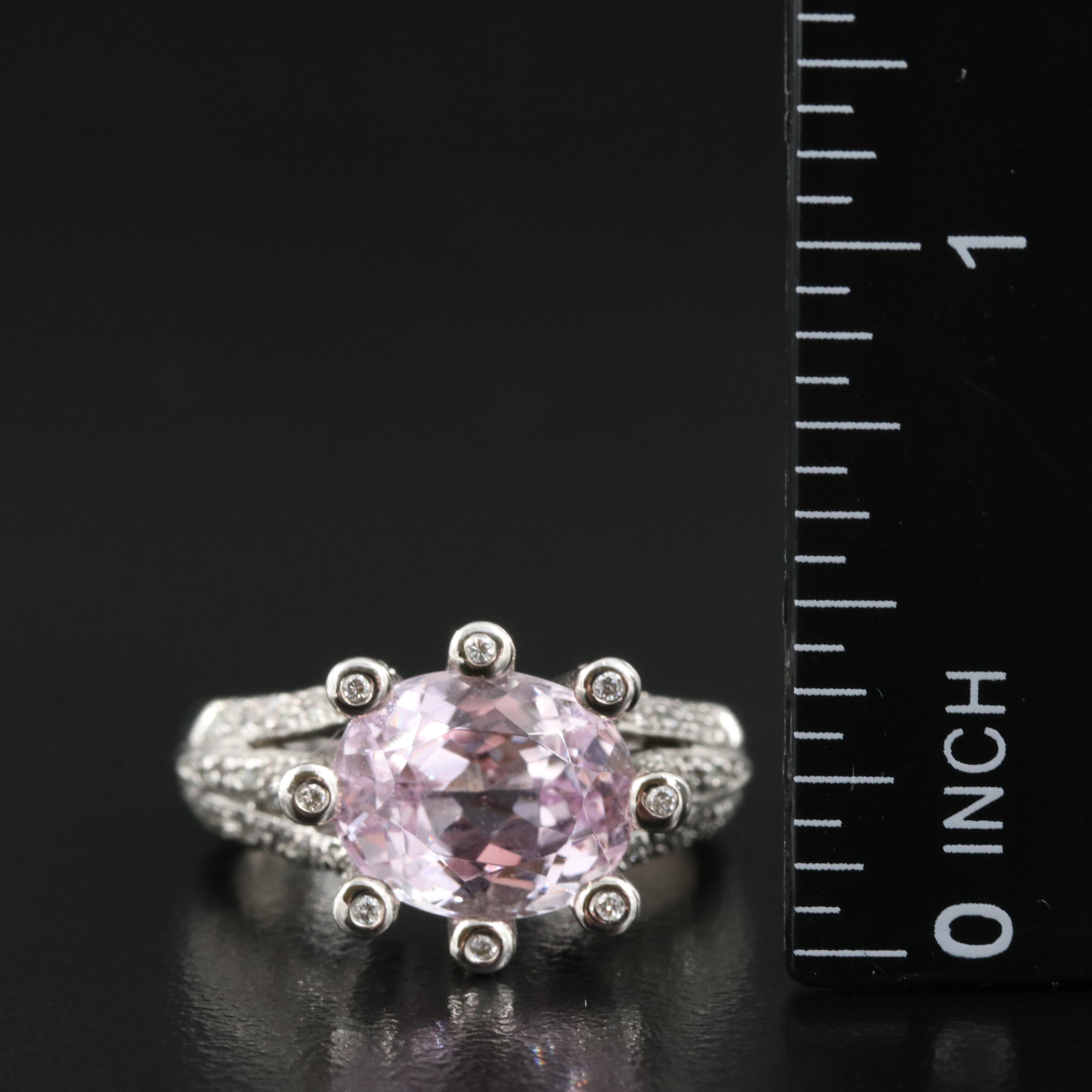 Sonia Bitton 14K 4.26 CT Kunzite and Diamond Ring