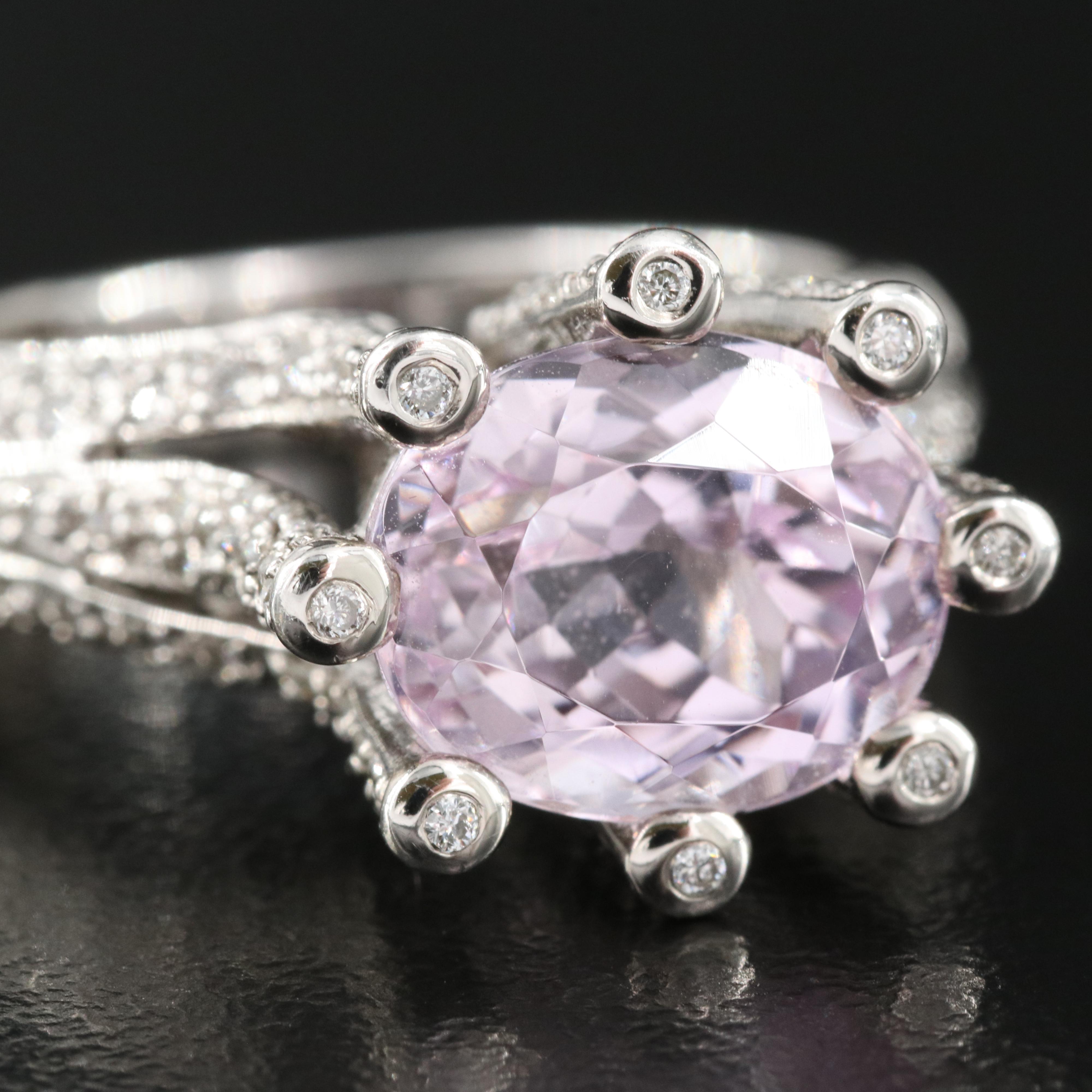 Sonia Bitton 14K 4.26 CT Kunzite and Diamond Ring