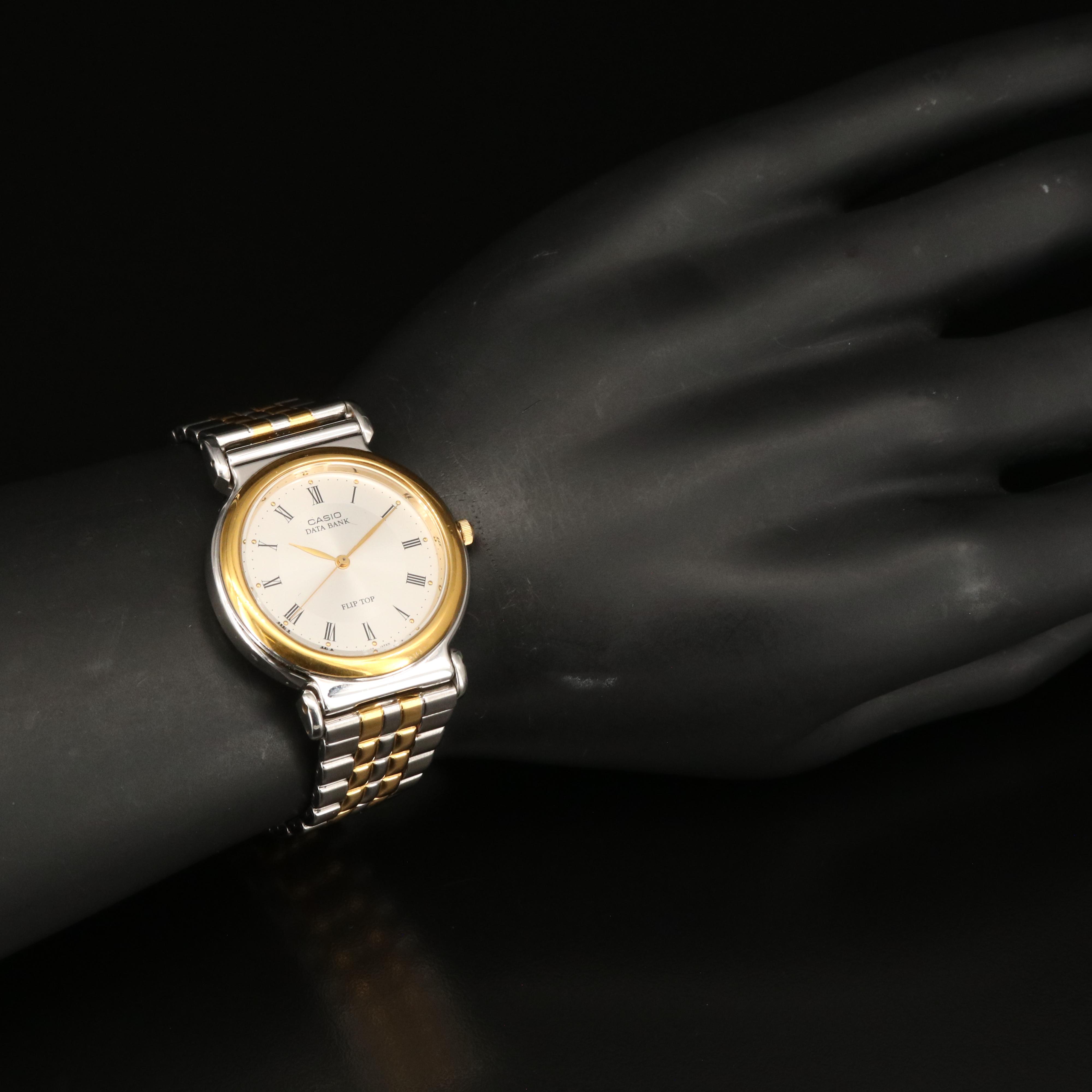 Casio Flip Top Data Bank Quartz Watch