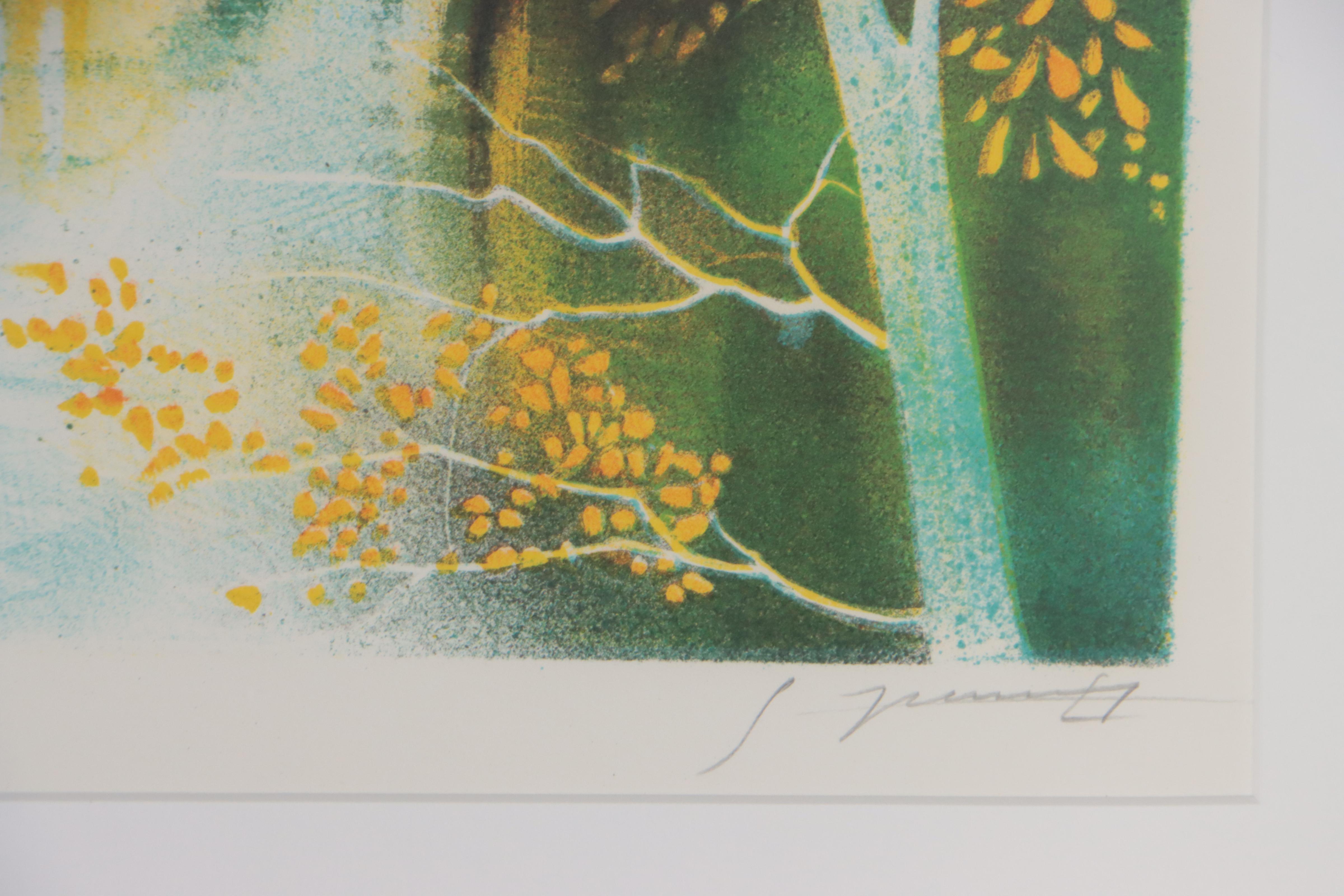 Lake Landscape Lithograph, Late 20th Century