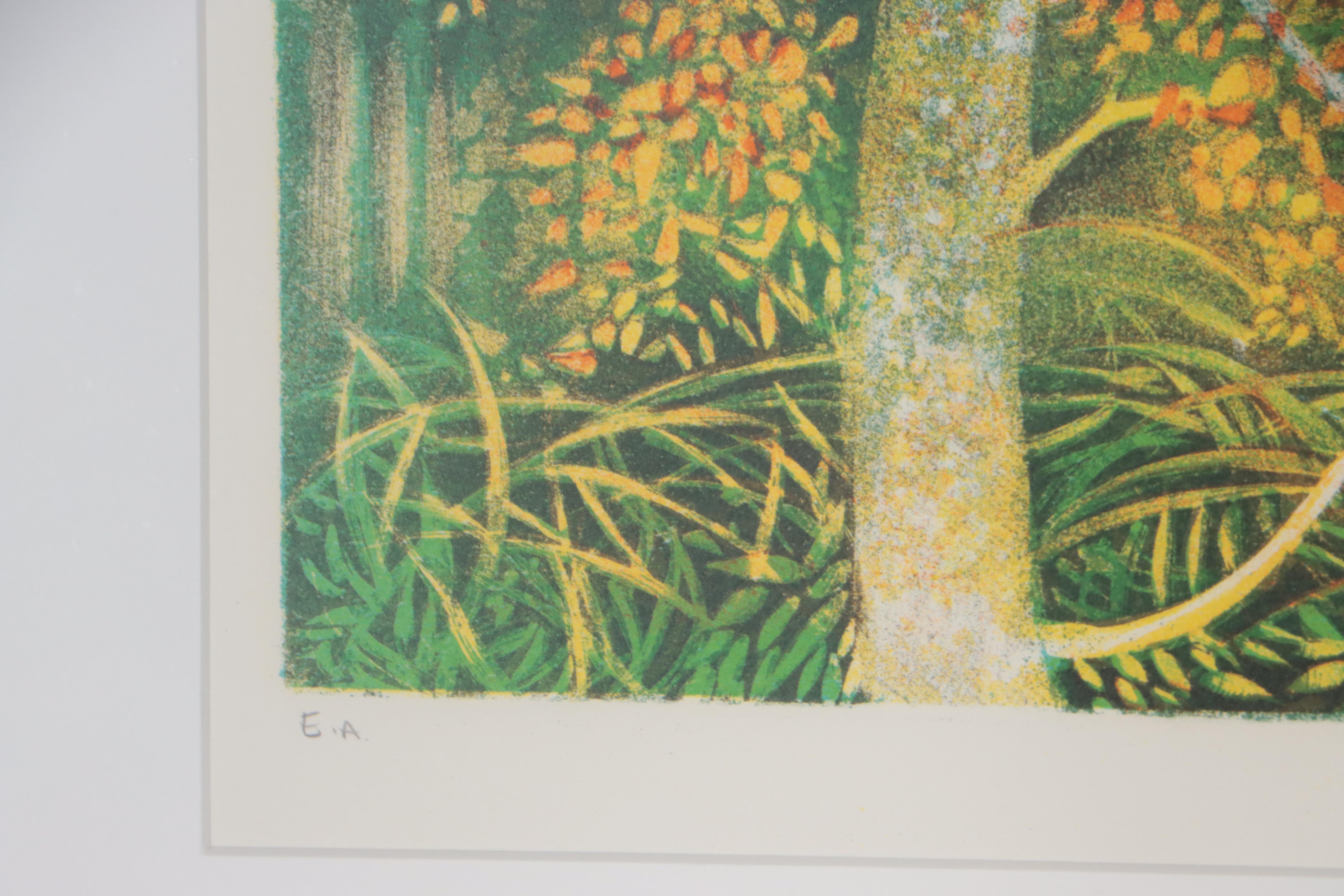 Lake Landscape Lithograph, Late 20th Century