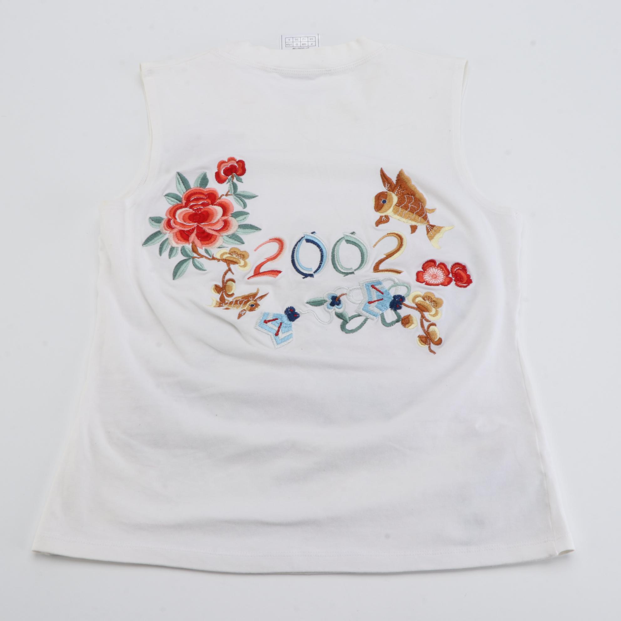 Christian Dior ''2002'' Sleeveless T-Shirt in Embroidered Stretch Cotton Jersey
