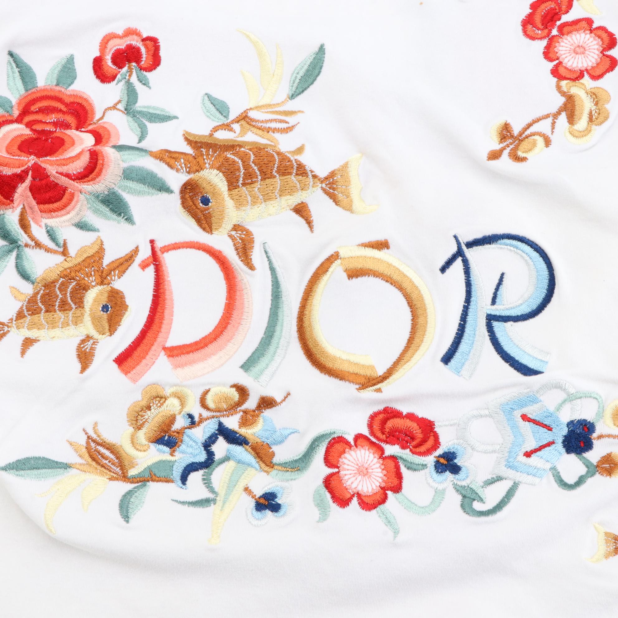 Christian Dior ''2002'' Sleeveless T-Shirt in Embroidered Stretch Cotton Jersey