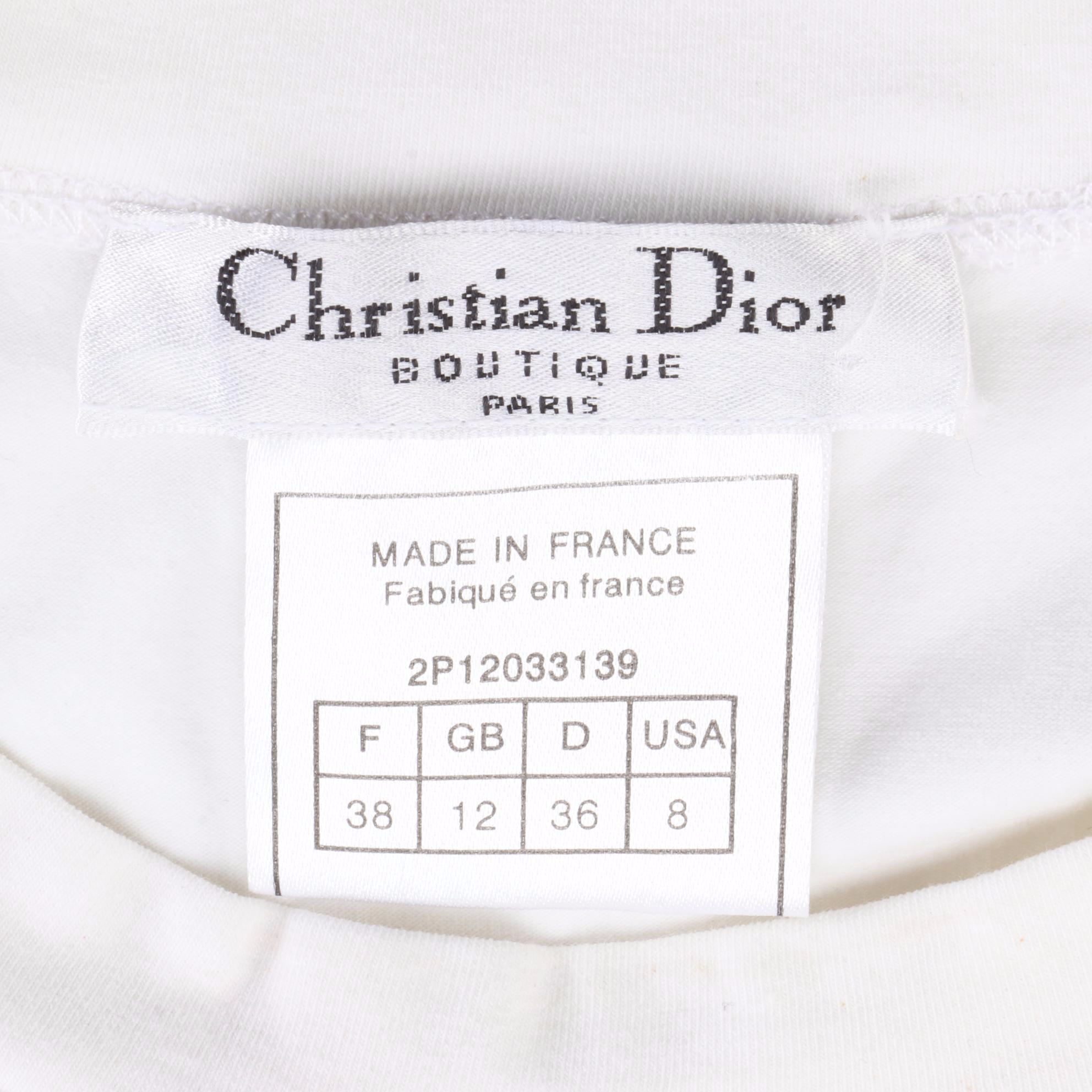 Christian Dior ''2002'' Sleeveless T-Shirt in Embroidered Stretch Cotton Jersey
