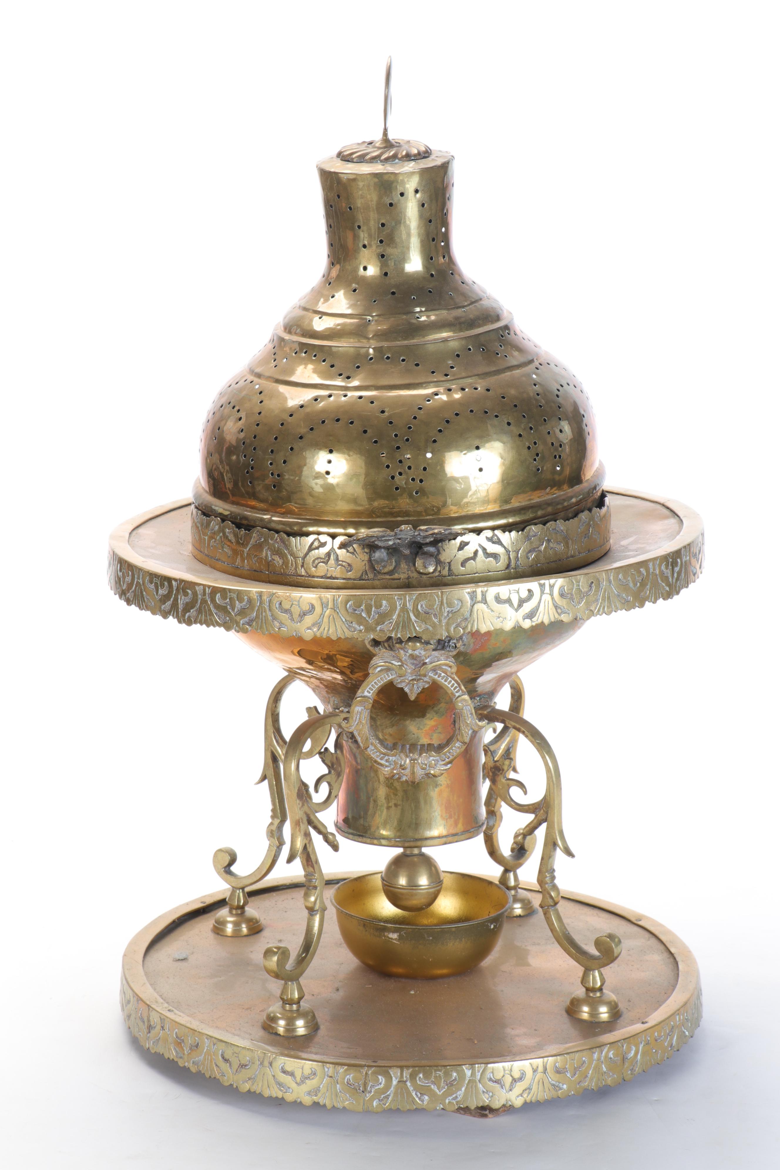 Middle Eastern Brass Standing Brazier, 20th Century