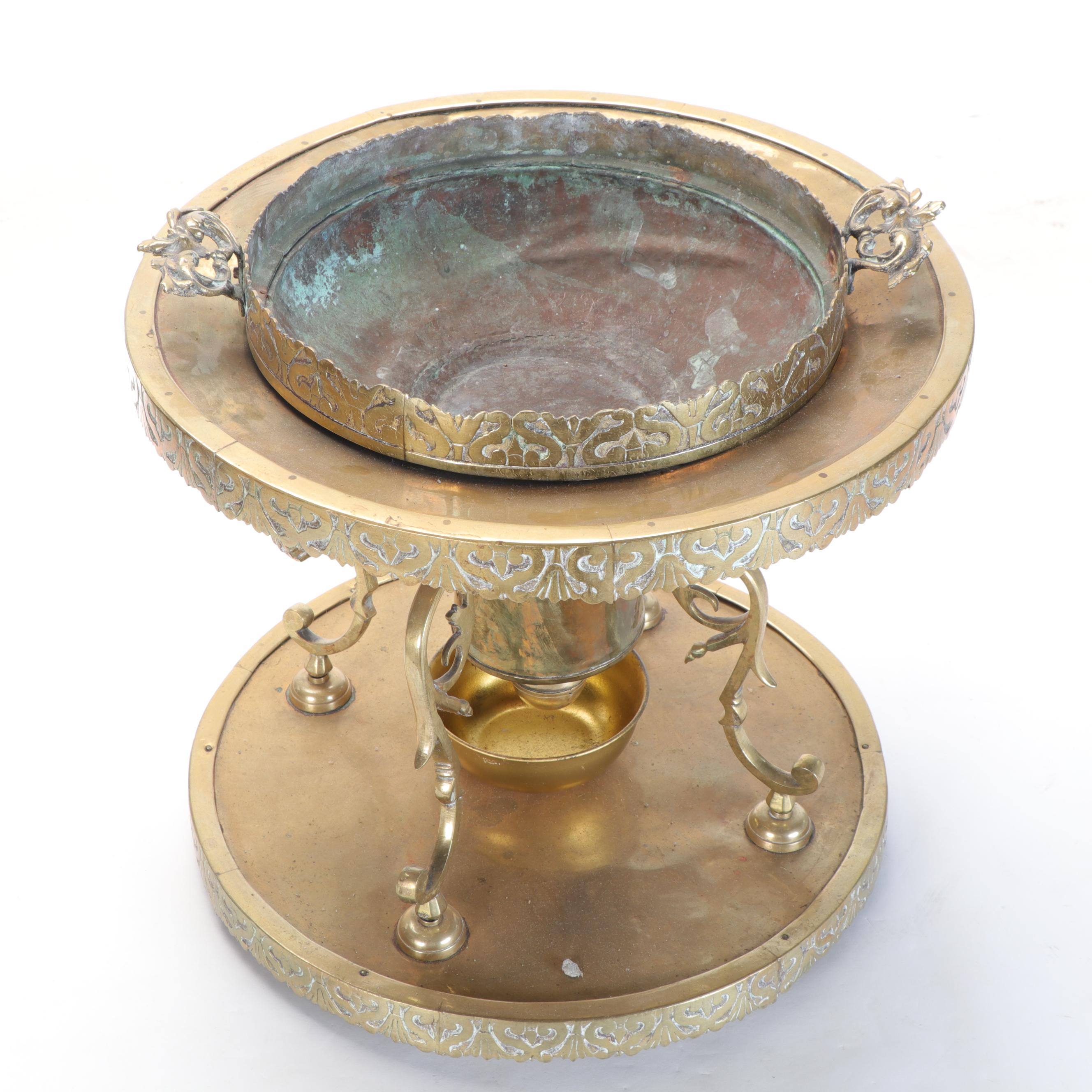 Middle Eastern Brass Standing Brazier, 20th Century