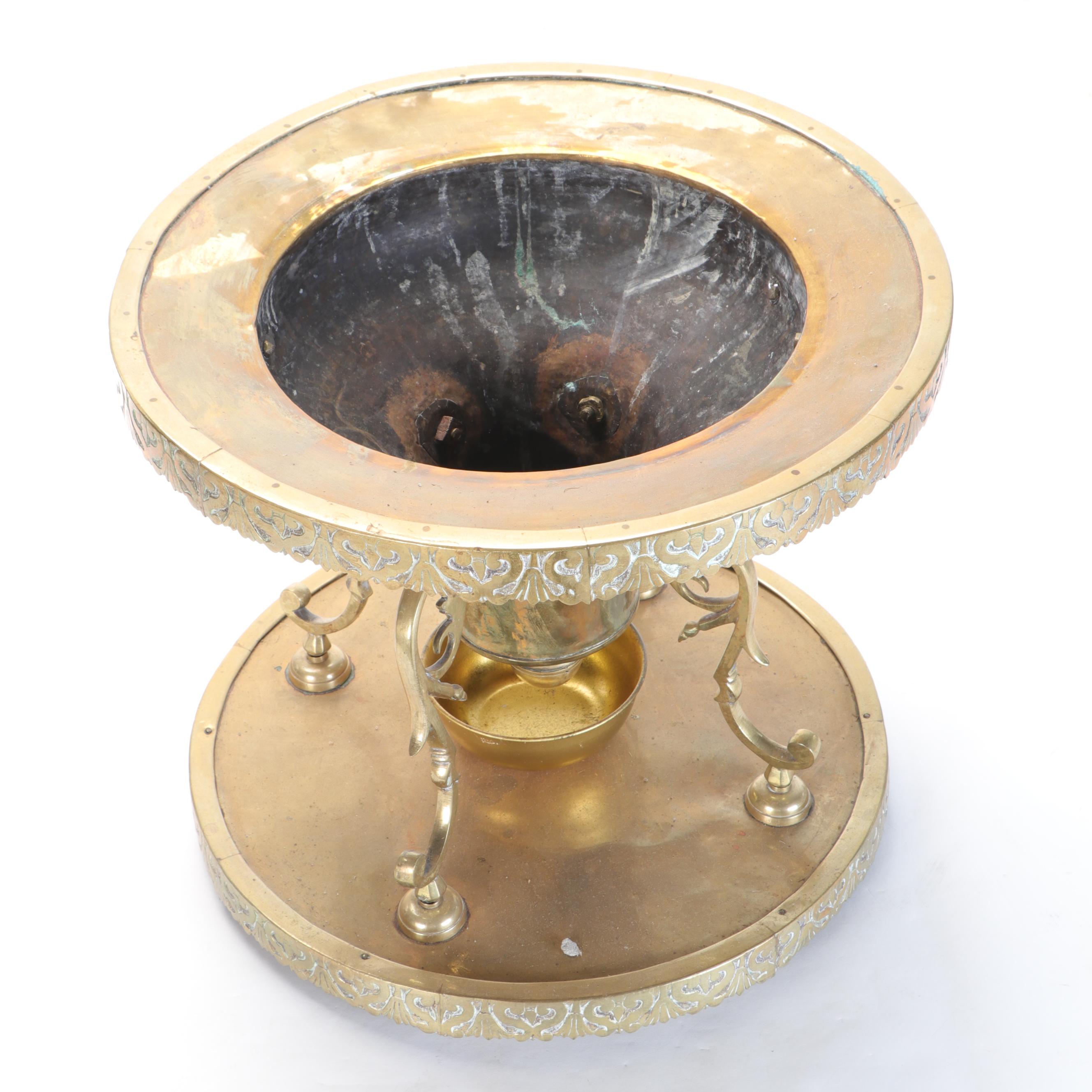 Middle Eastern Brass Standing Brazier, 20th Century