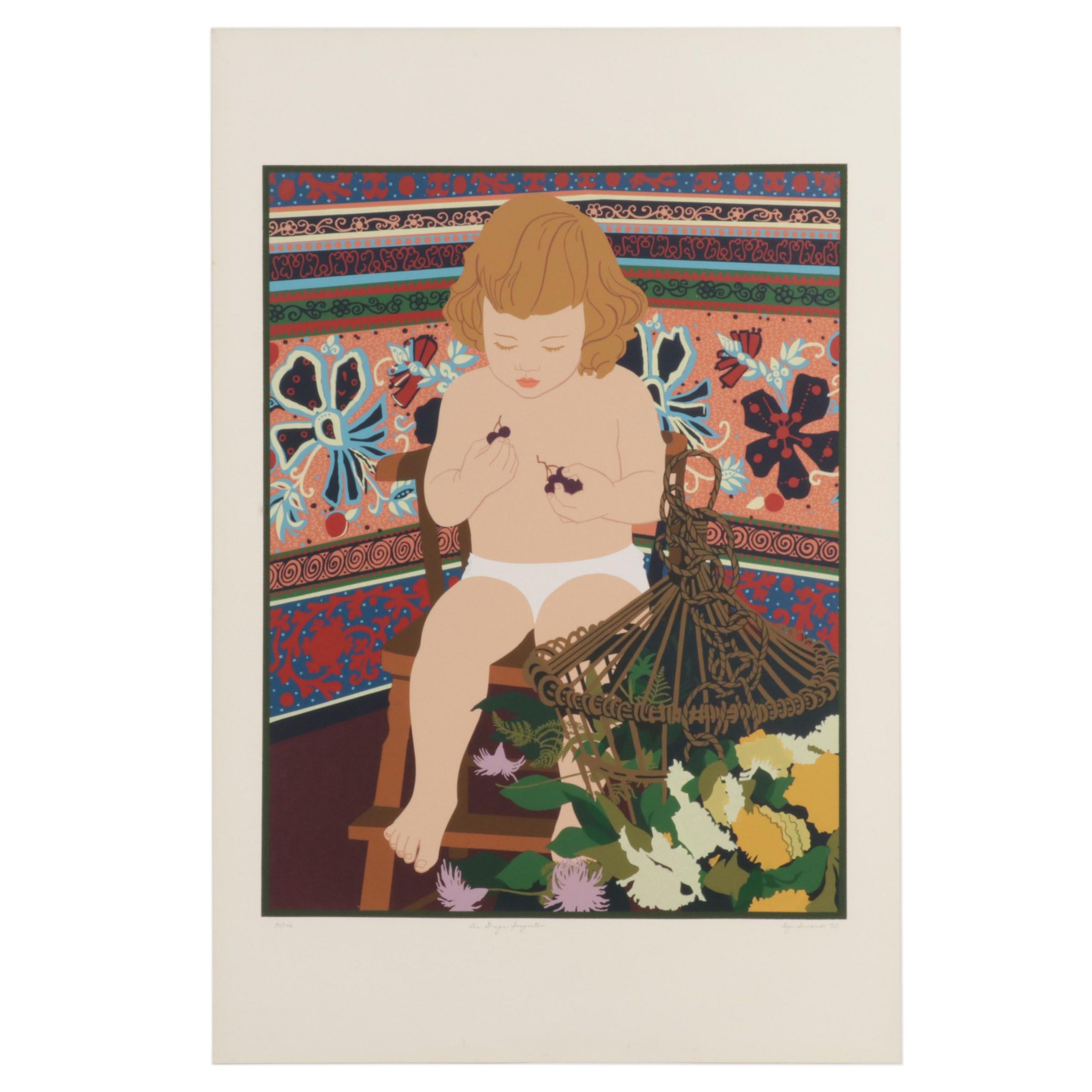 Lyn Seward Serigraph "The Grape Inspector," 1983