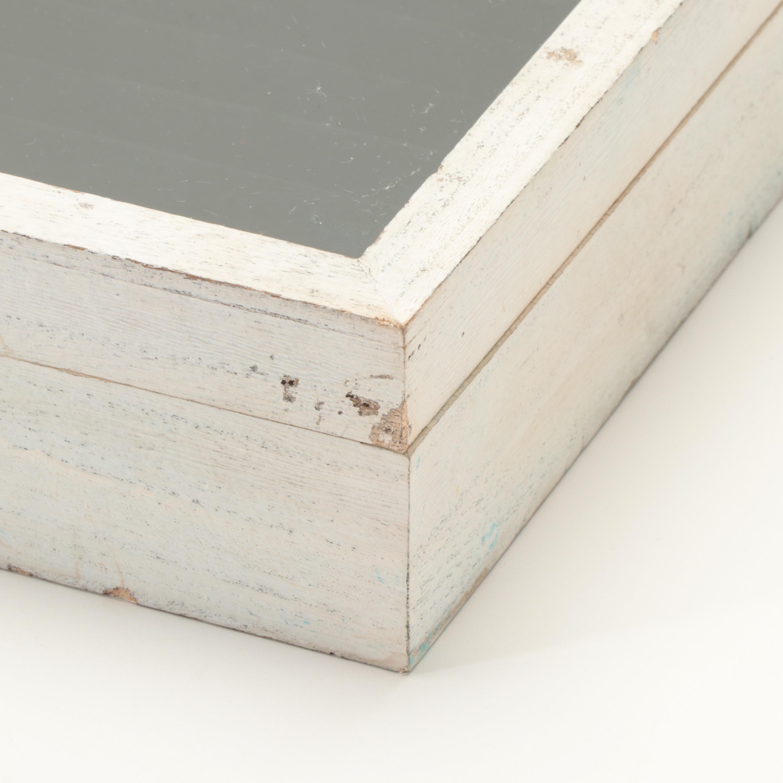 White Painted Wood Glass Top Ring Display Box