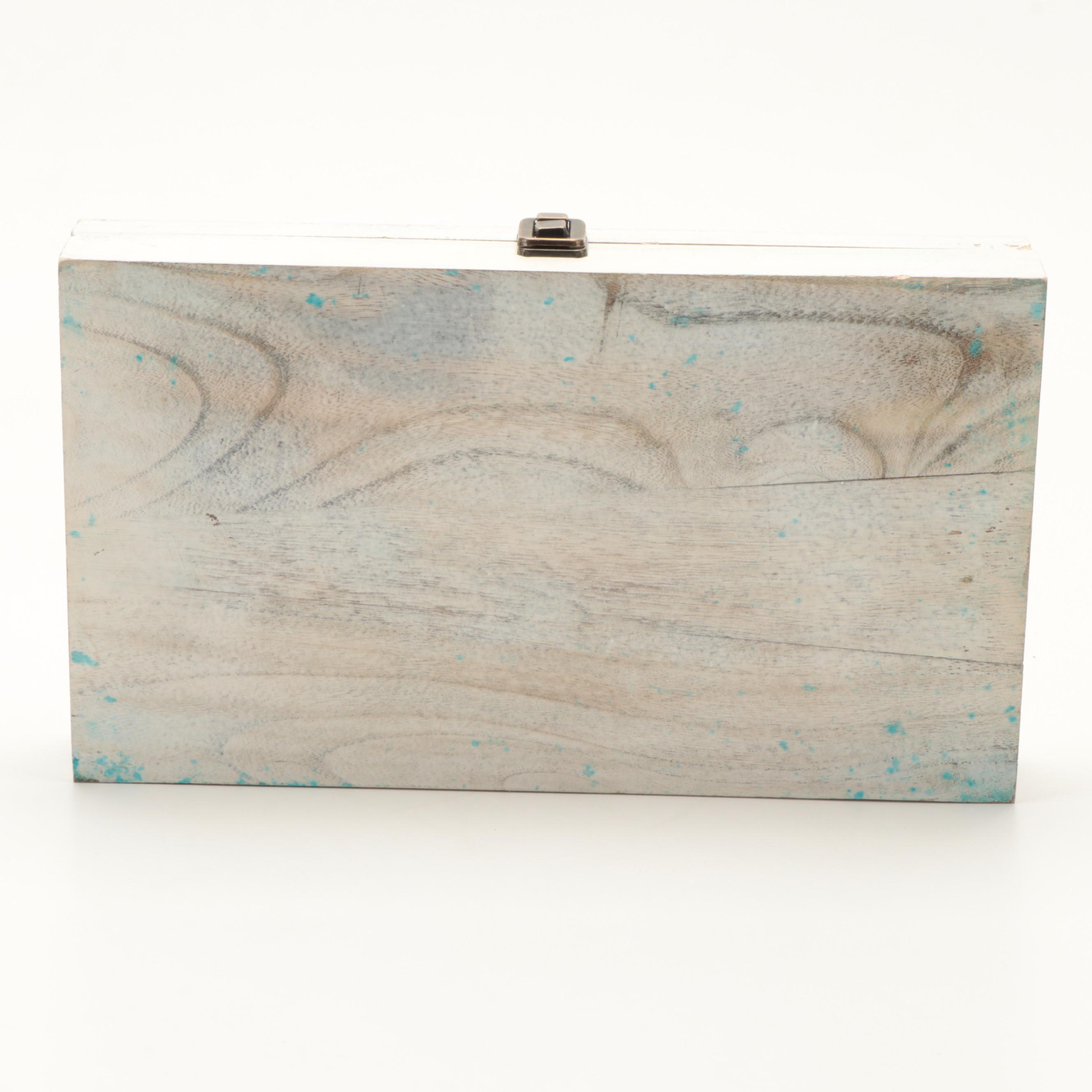 White Painted Wood Glass Top Ring Display Box