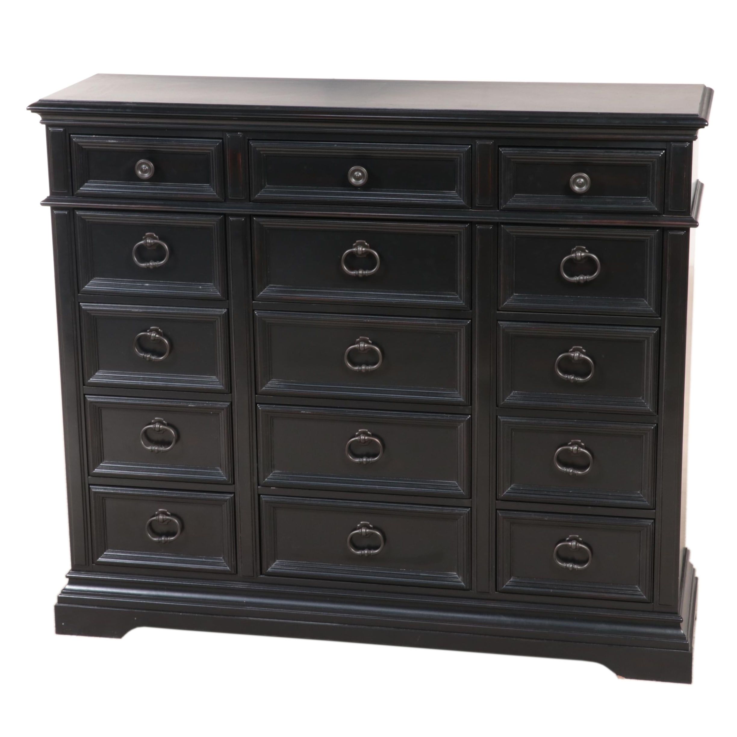 Havertys "Arrington" Ebonized Fifteen-Drawer Chest