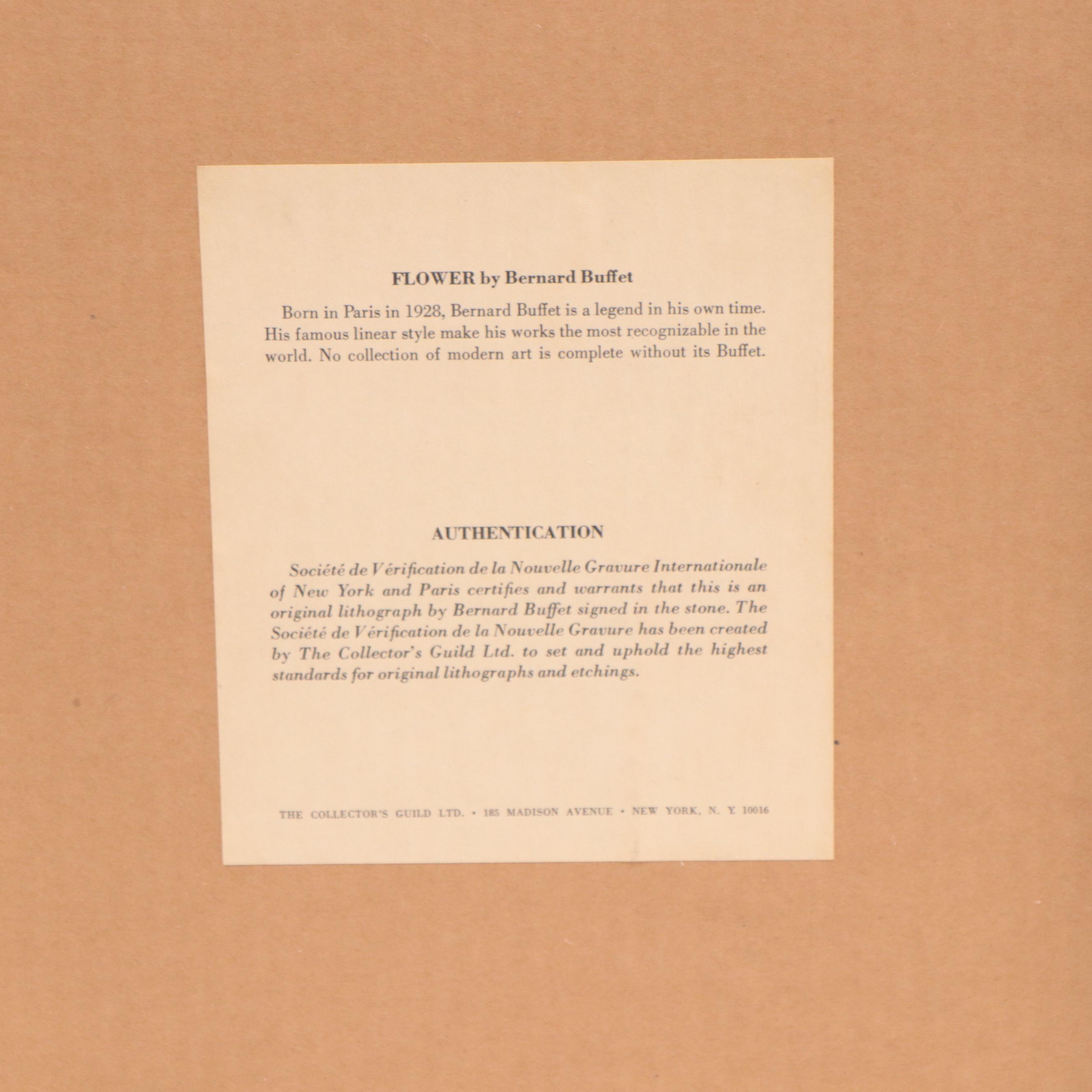 Bernard Buffet Color Lithograph "Les Fleurs," Circa 1970