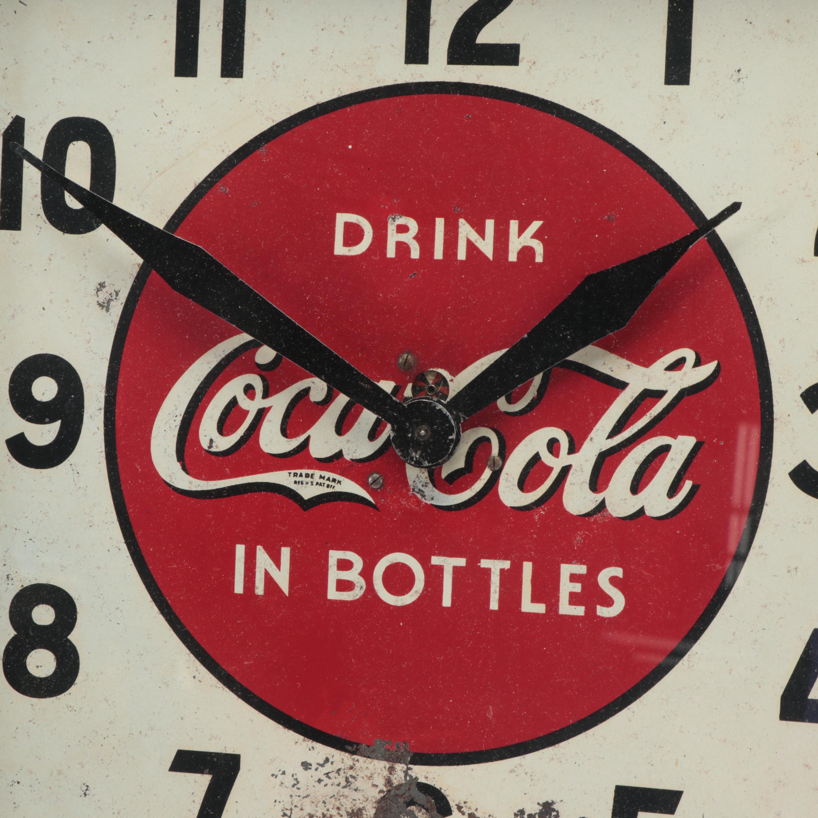 Selected Devices Co. Coca-Cola Promotional Square Wall Clock, 1939