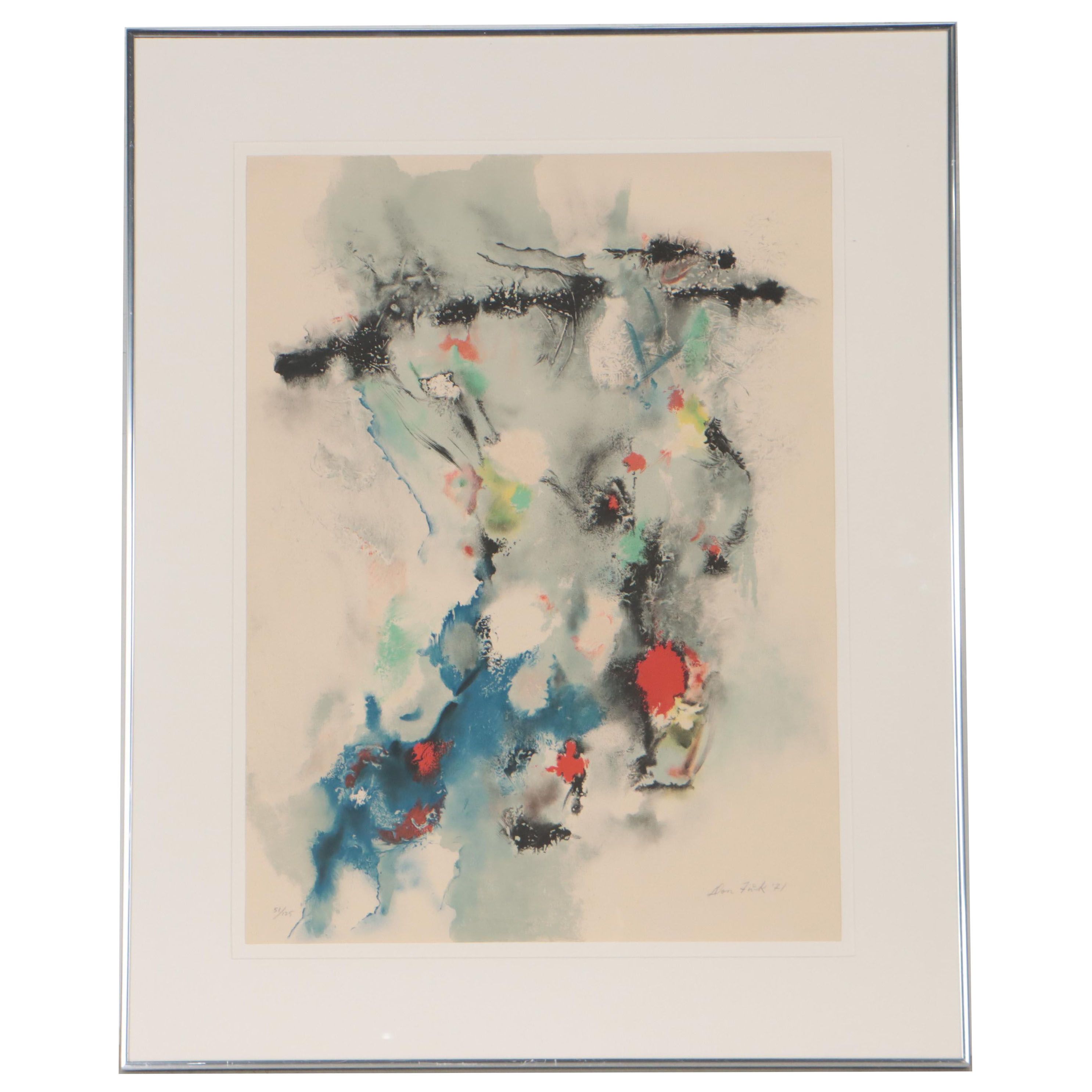 Don Fink Abstract Color Lithograph, 1971