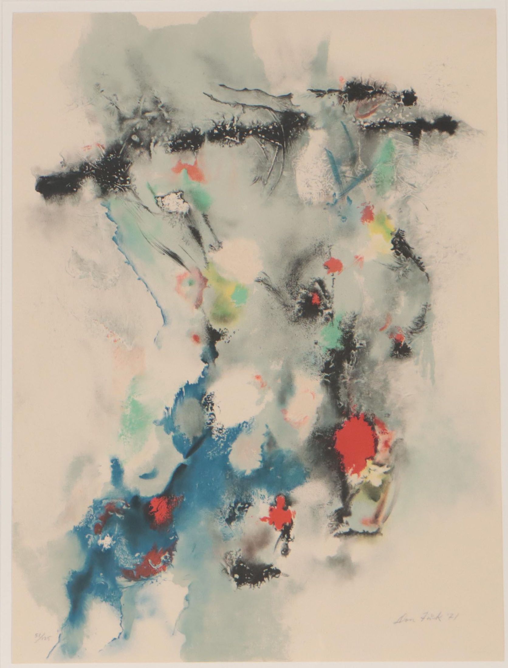 Don Fink Abstract Color Lithograph, 1971