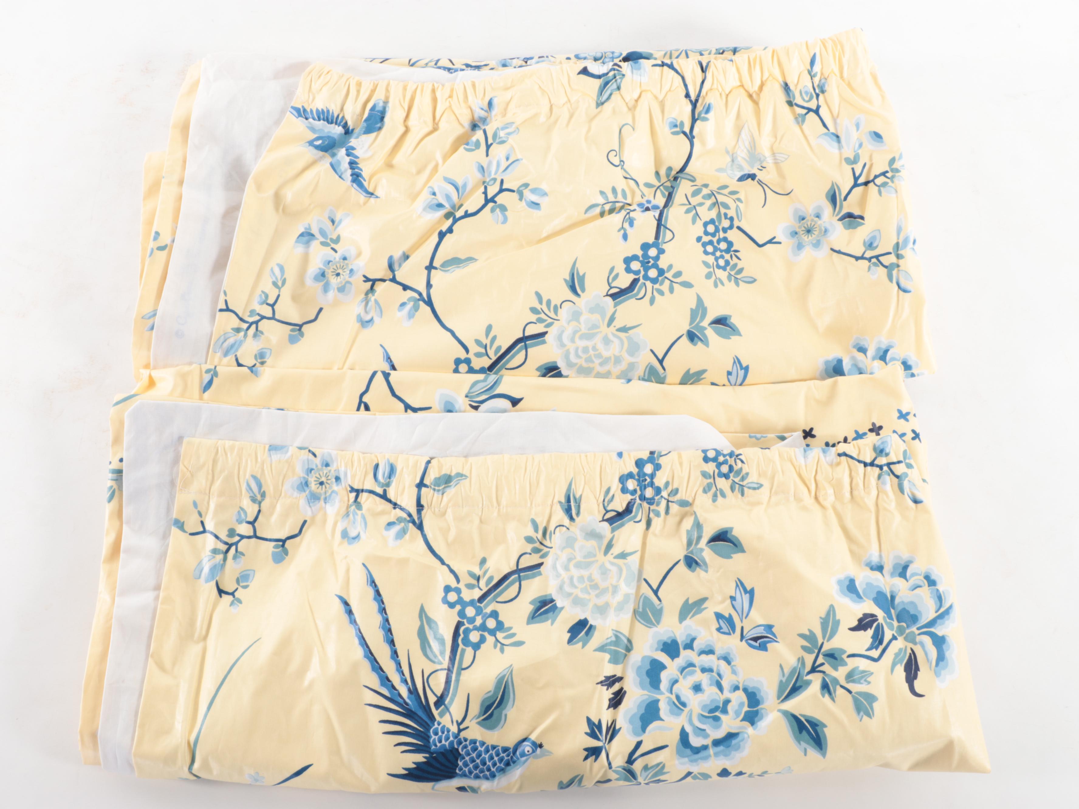 Cotton Chintz Rod Pocket Draperies with Matching Valances and Tassel Trim