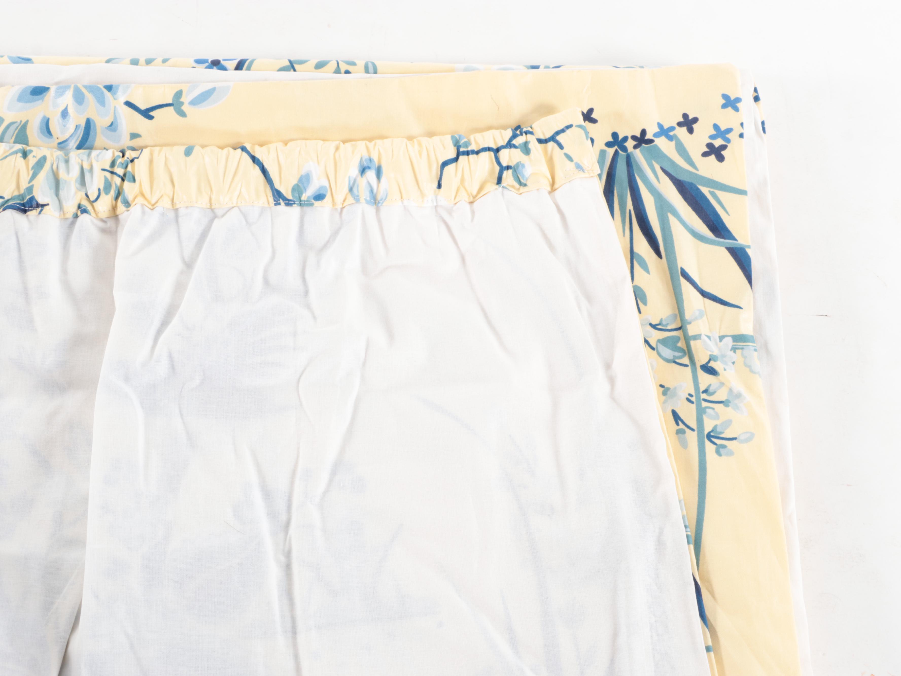 Cotton Chintz Rod Pocket Draperies with Matching Valances and Tassel Trim