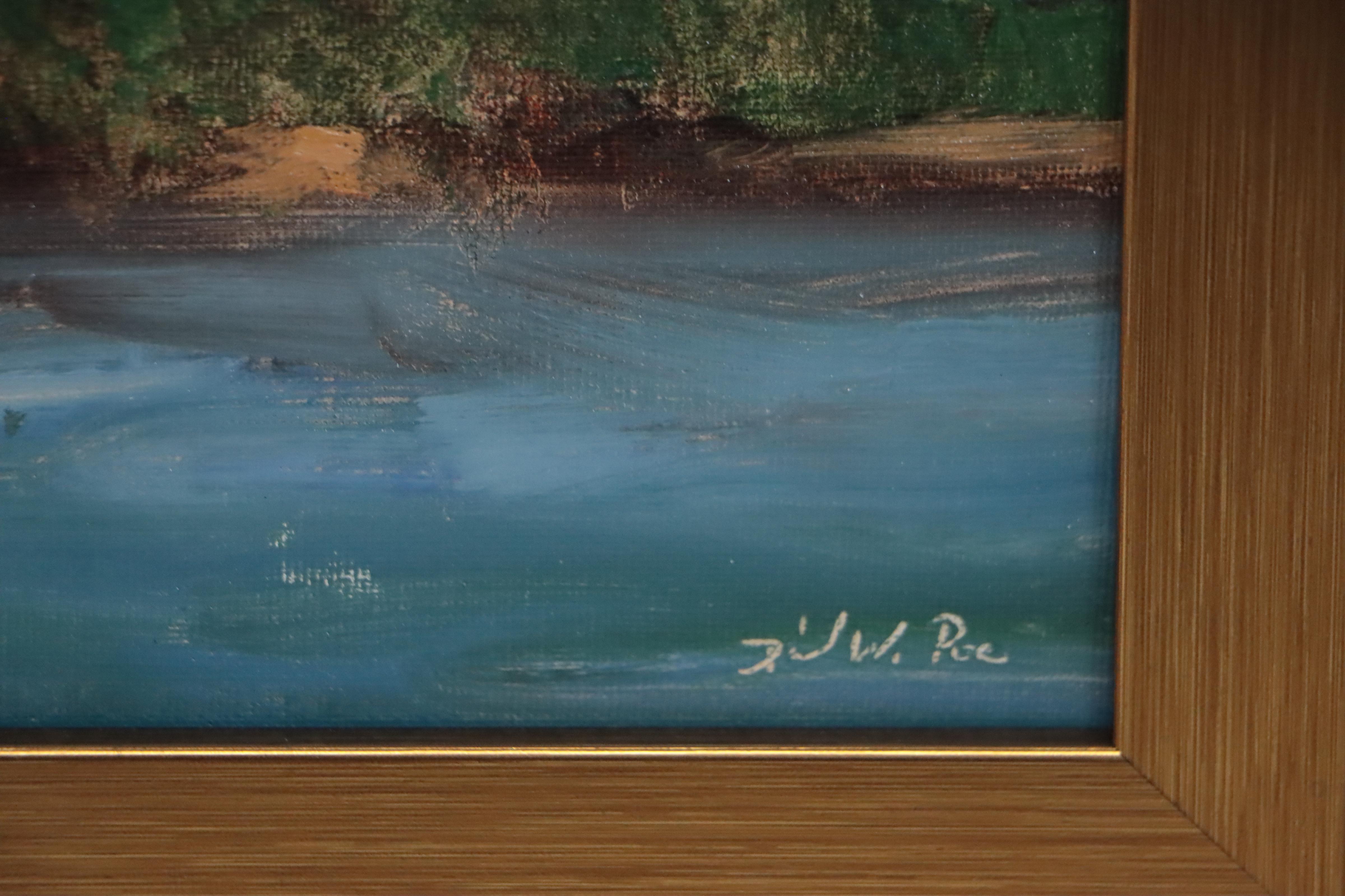 David W. Poe River Landscape Oil Painting, 21st Century