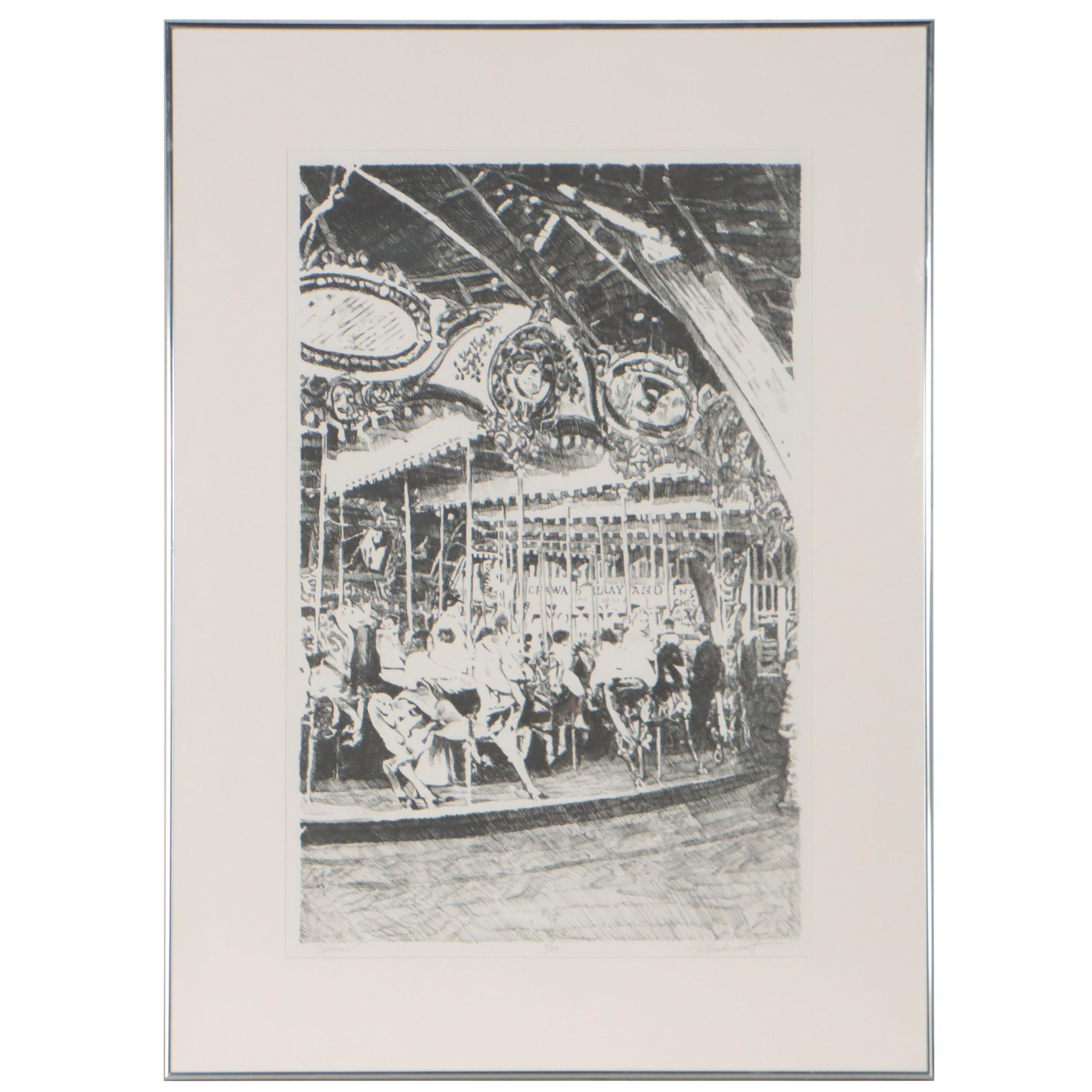 James Hendershot Lithograph "Carousel," Late 20th Century