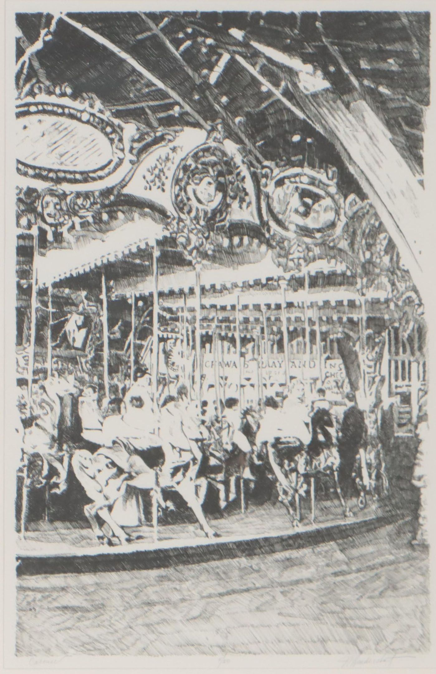 James Hendershot Lithograph "Carousel," Late 20th Century