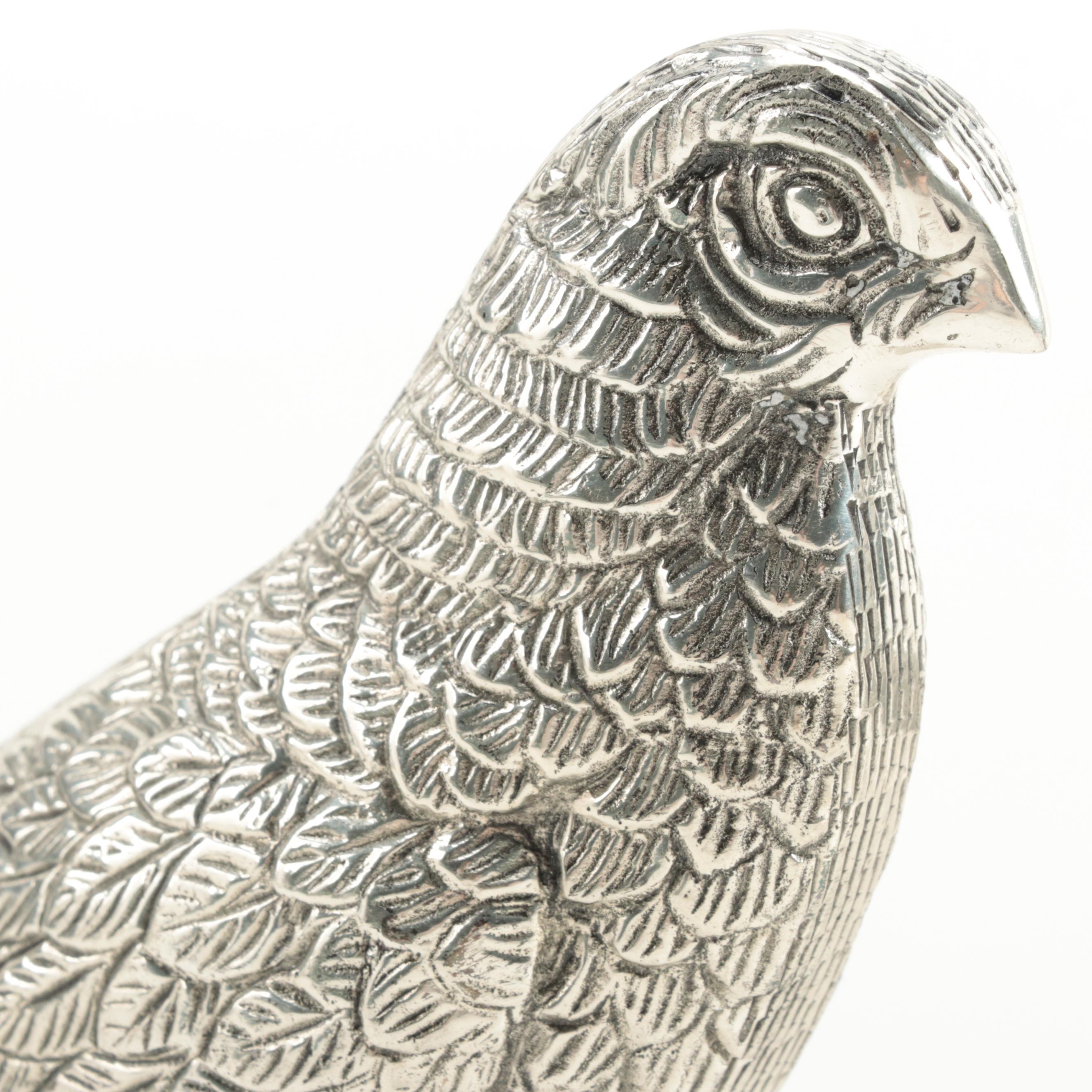 Silver Plate Pheasant Figurines