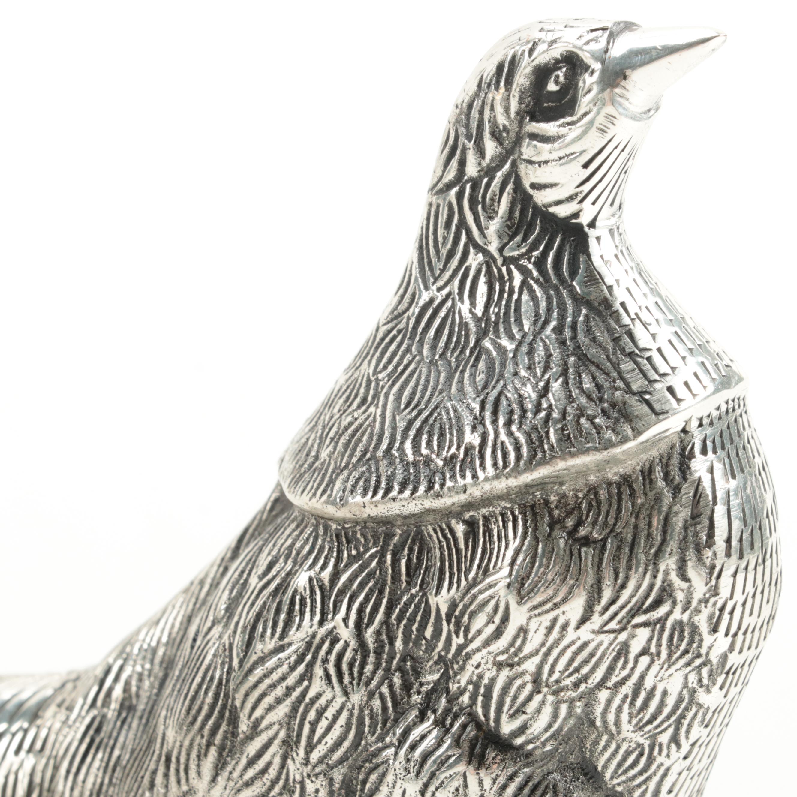 Silver Plate Pheasant Figurines