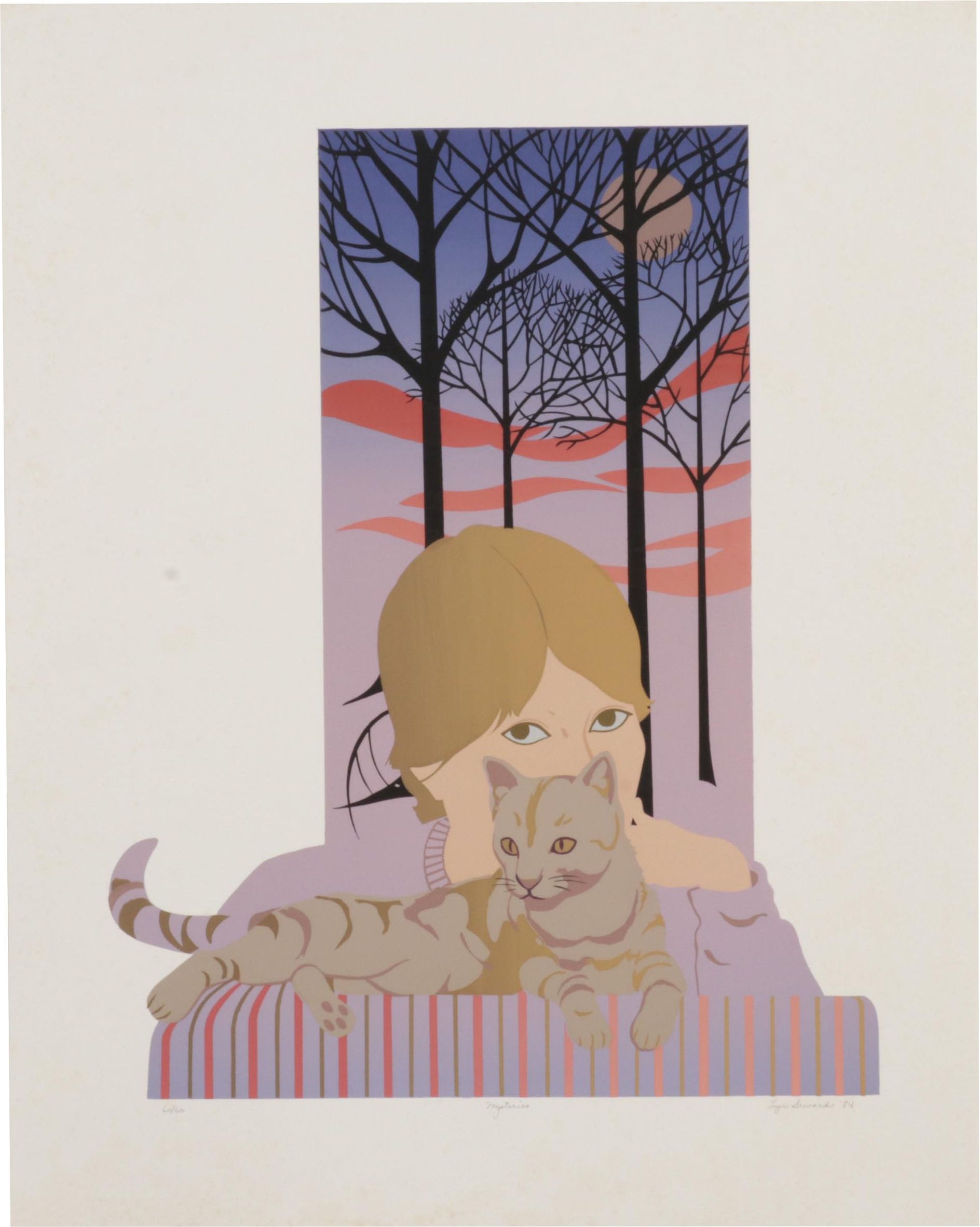 Lyn Seward Folk Art Serigraph "Mysteries," 1984