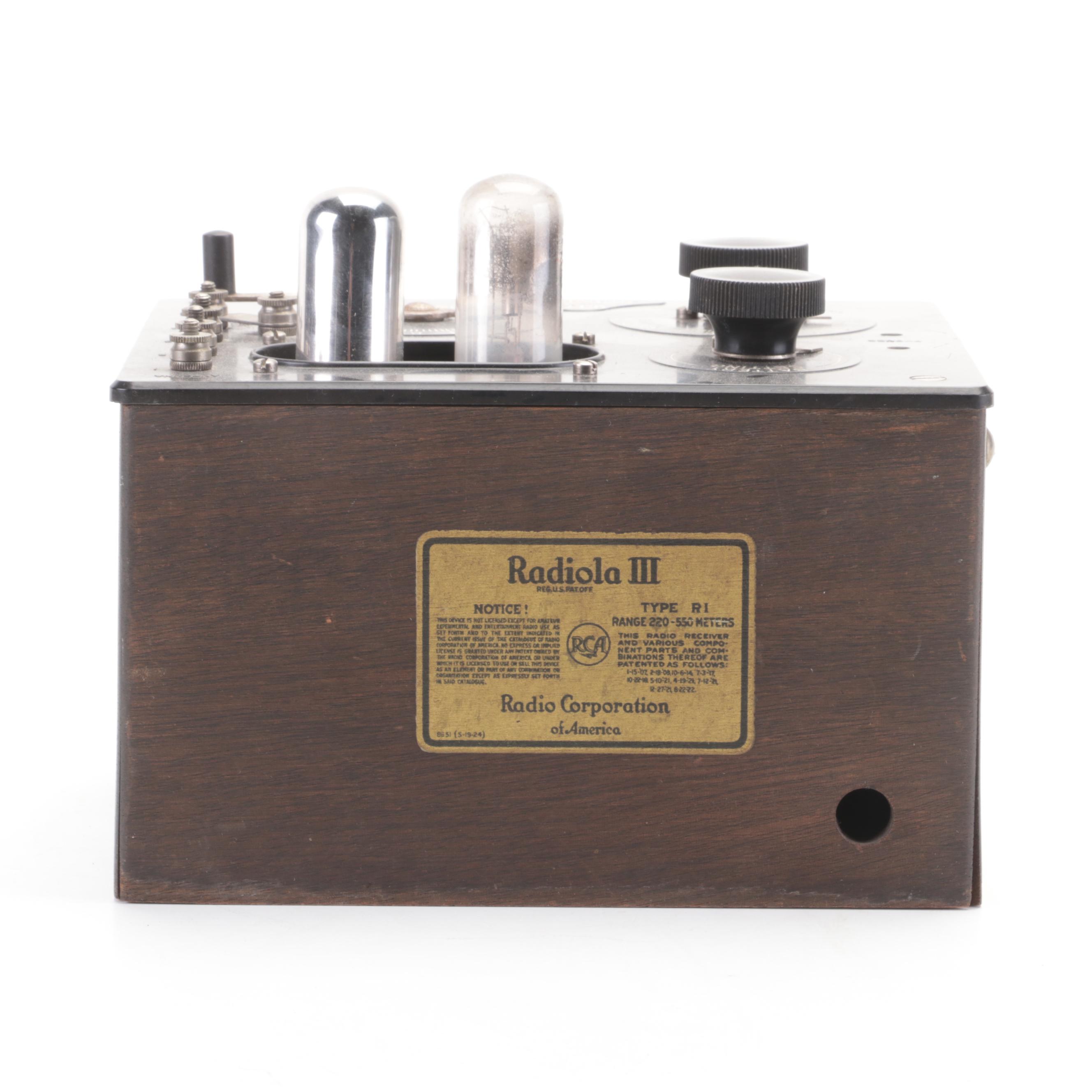 RCA Radiola III Receiver with U.S. Military Issue, Crosley, More Radio Tubes