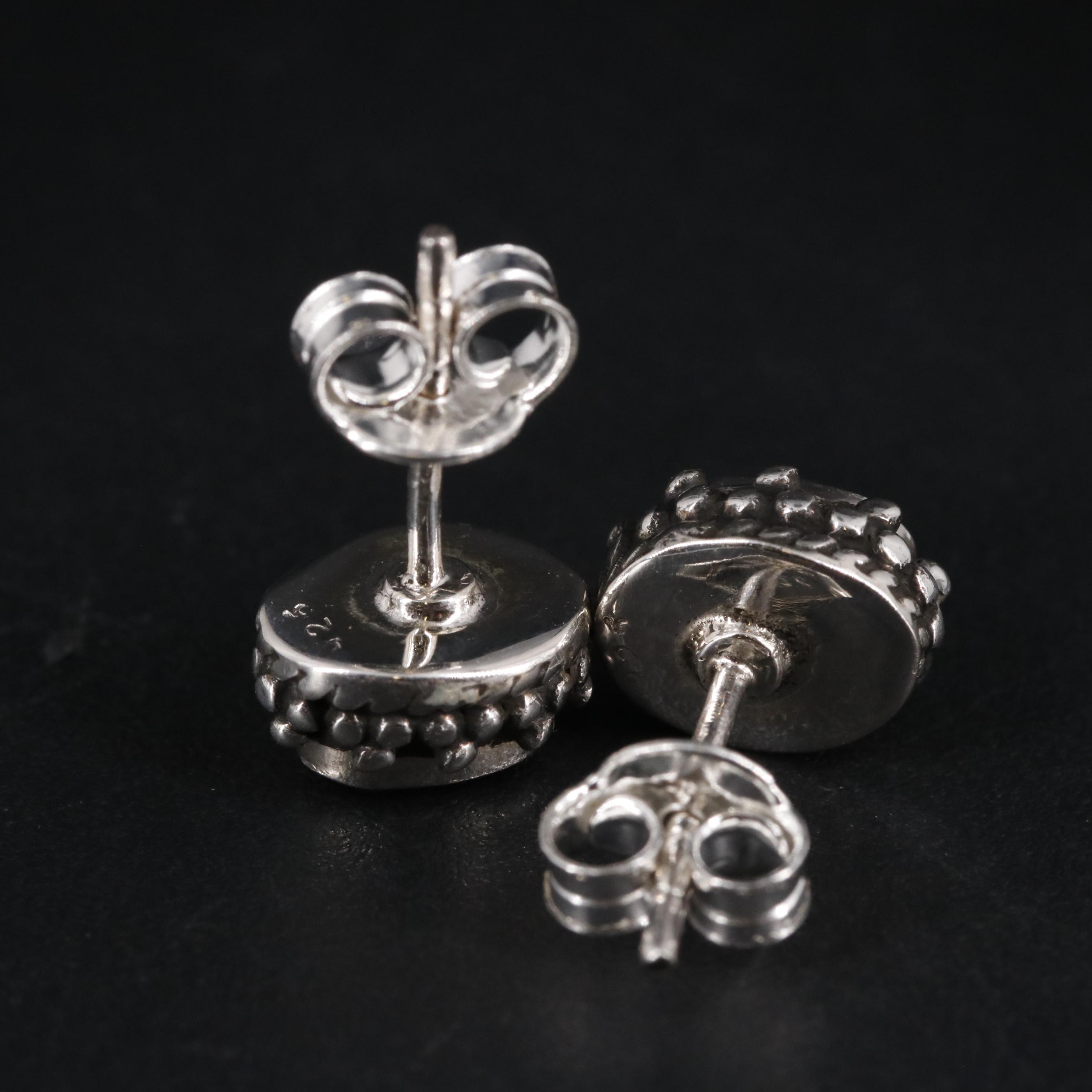 Sterling Emerald Stud Earrings