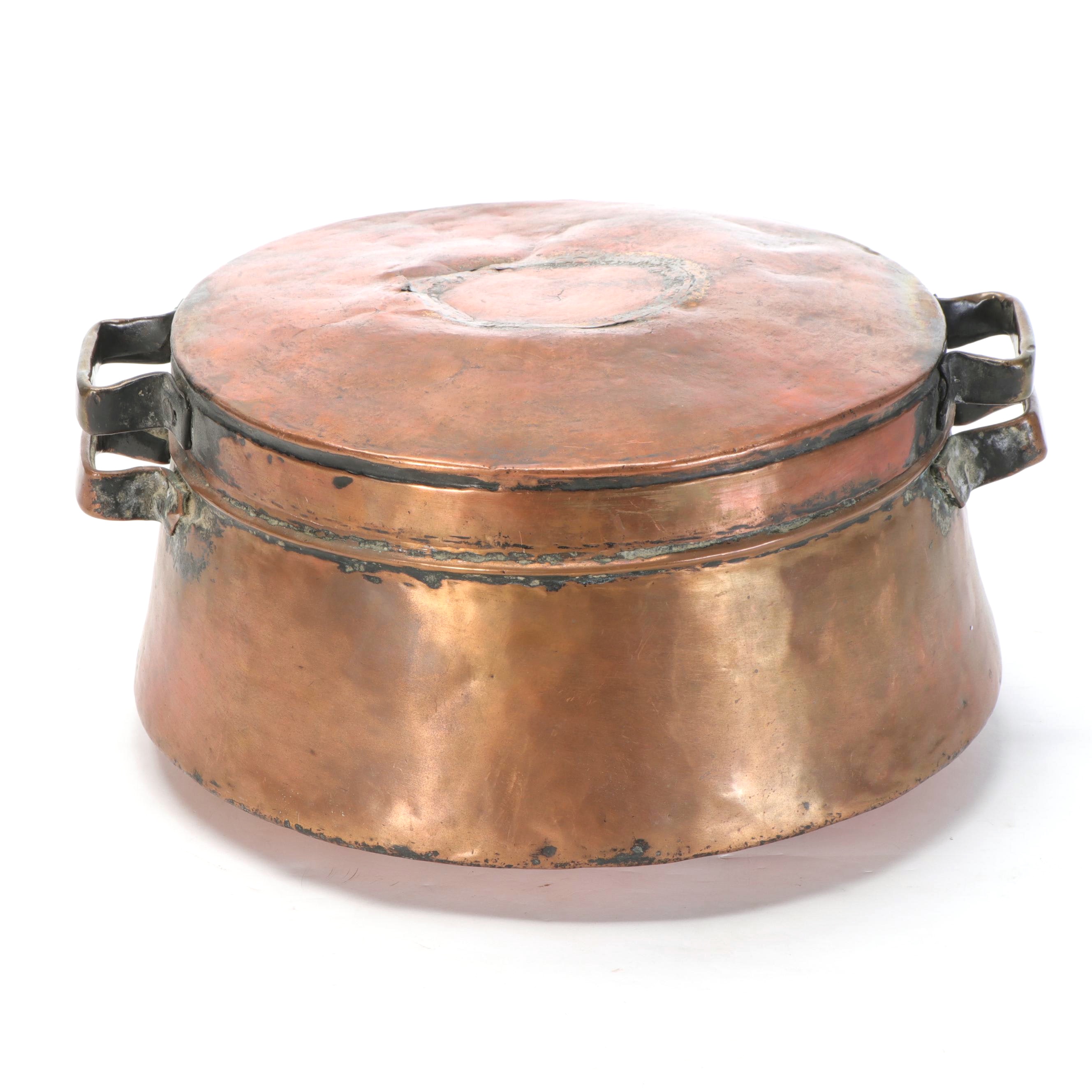 Middle Eastern Tinned Copper Lidded Pot