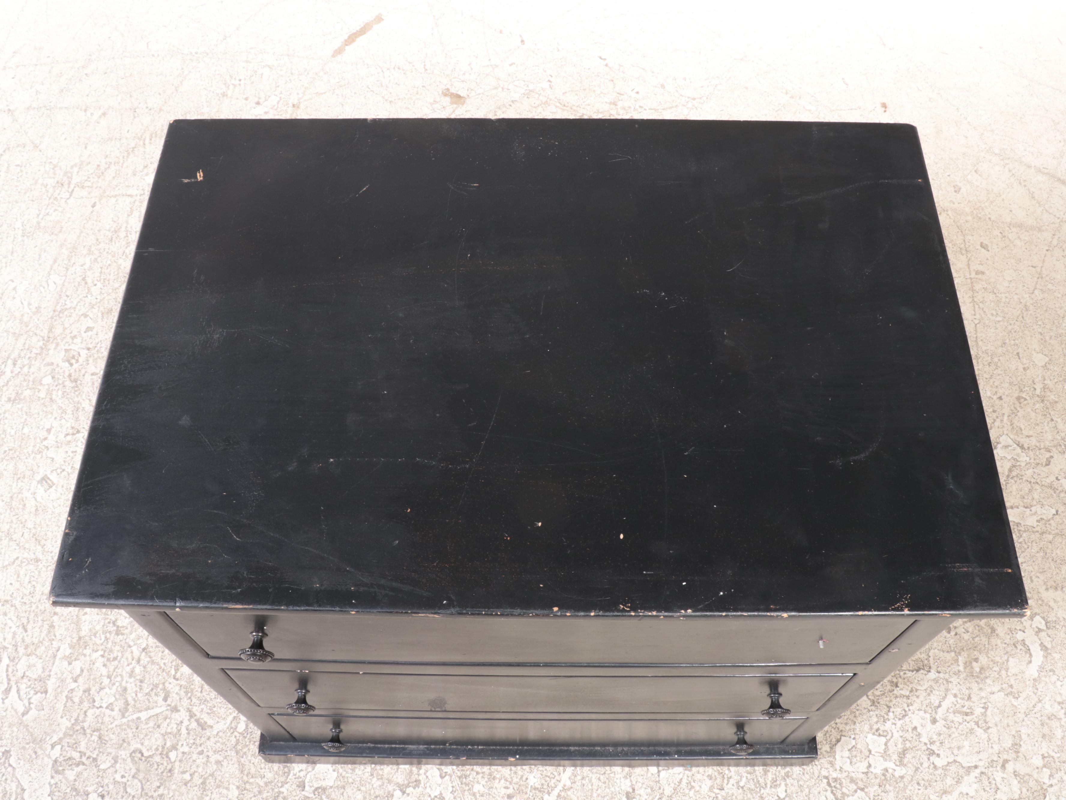 American Primitive Style Ebonized Lift-Lid Chest, Adapted