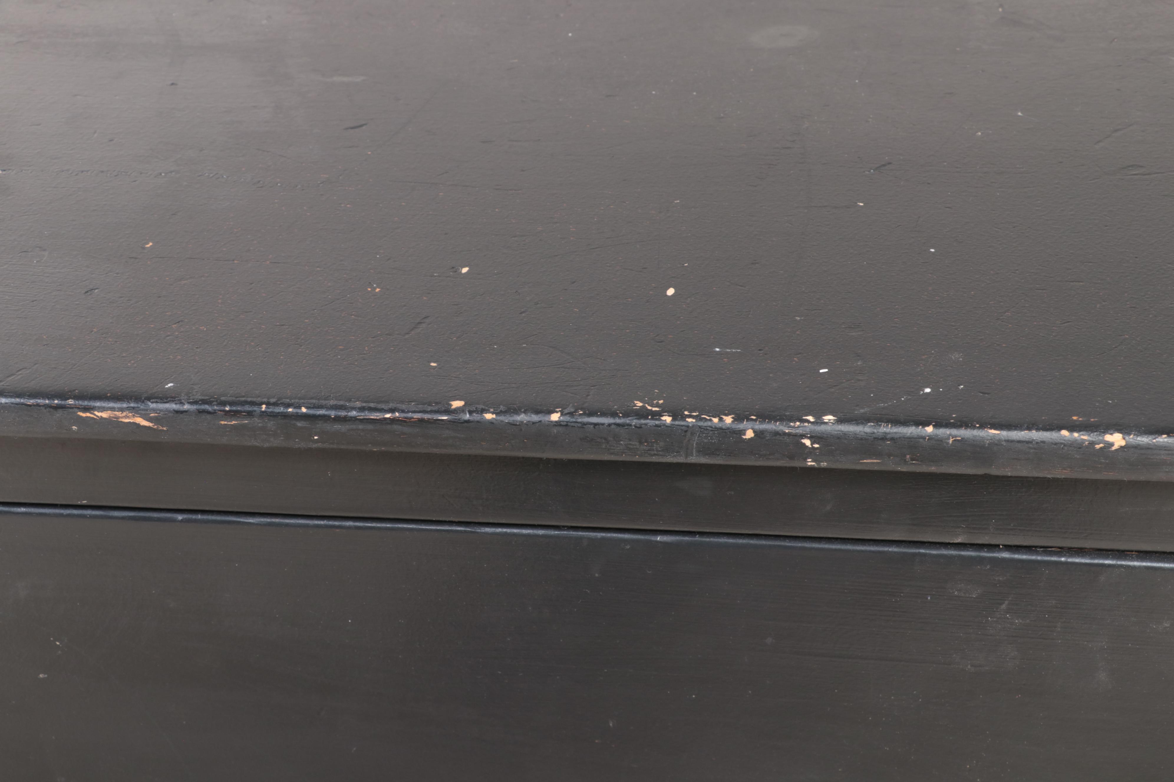 American Primitive Style Ebonized Lift-Lid Chest, Adapted