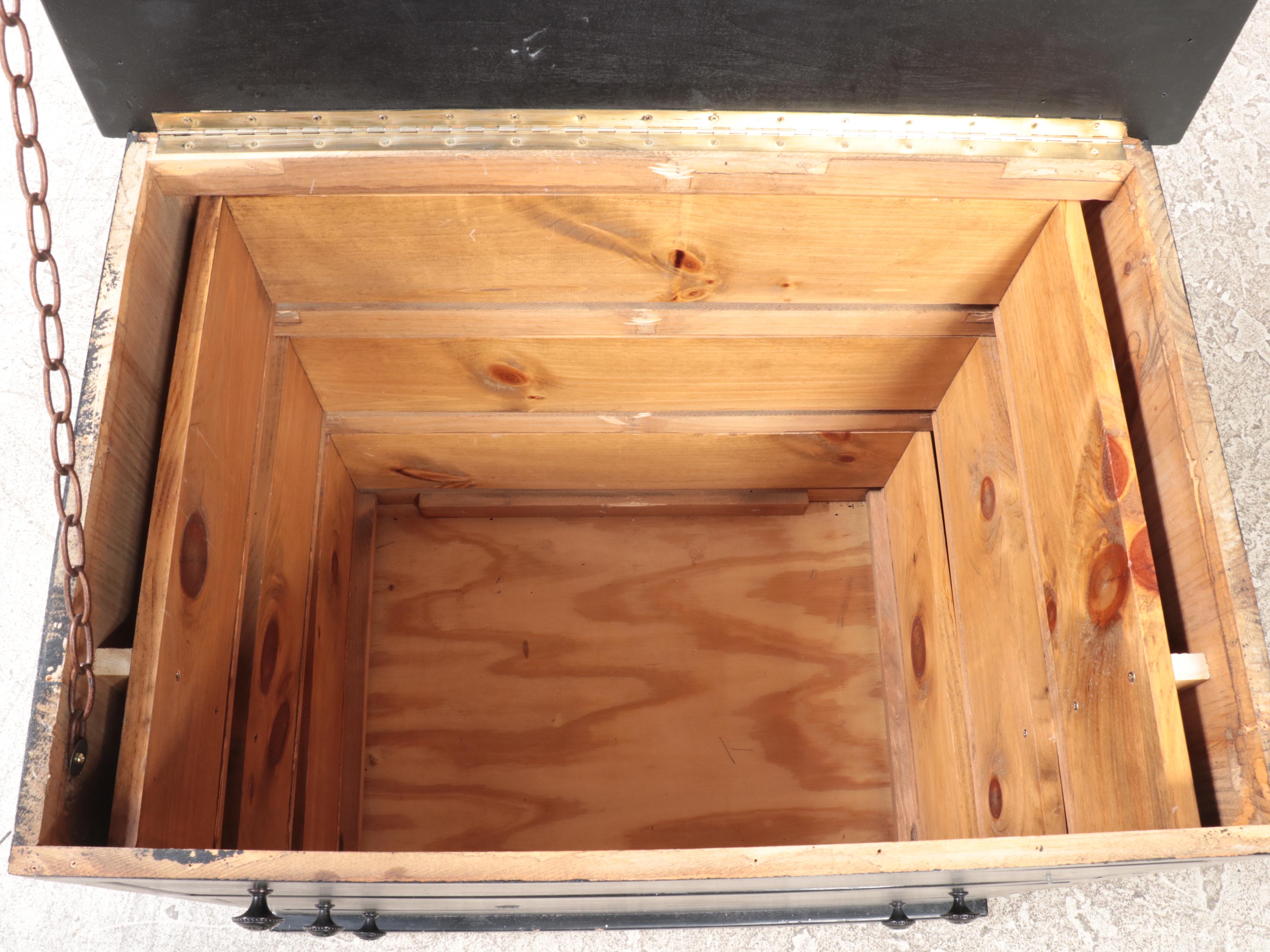 American Primitive Style Ebonized Lift-Lid Chest, Adapted