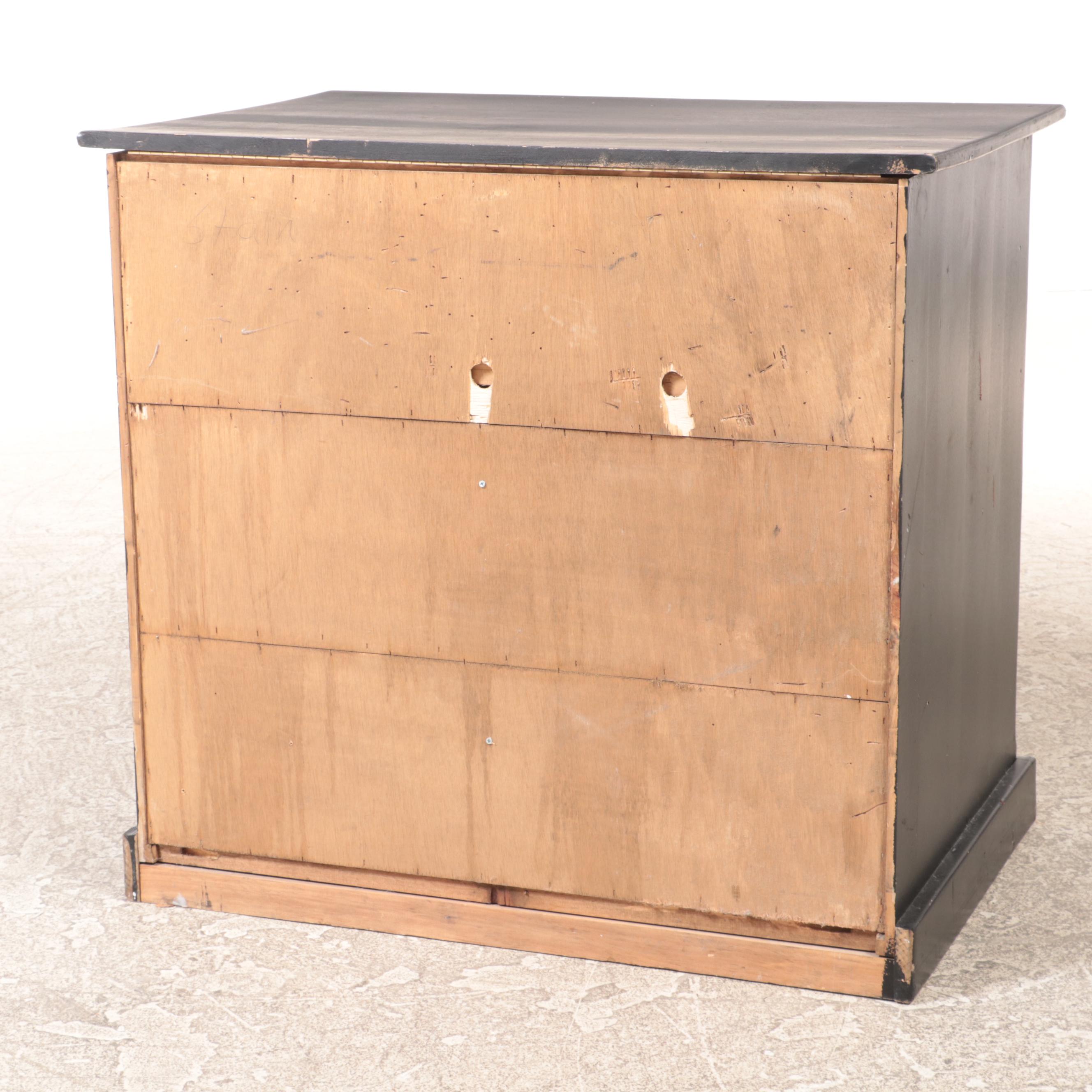 American Primitive Style Ebonized Lift-Lid Chest, Adapted