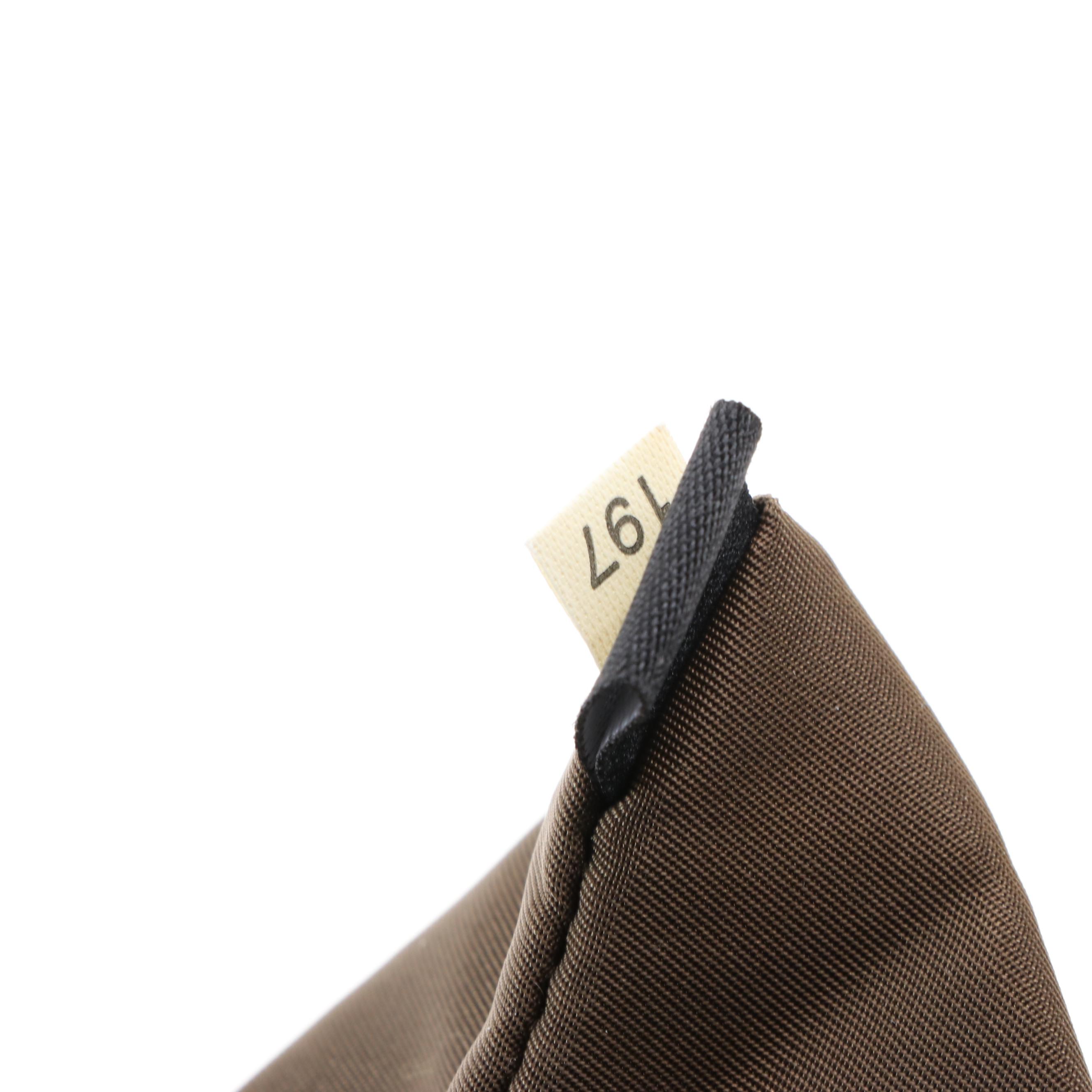 Prada Large Fold-Over Tote in Nylon Gabardine and Brown Leather Trim w/Strap