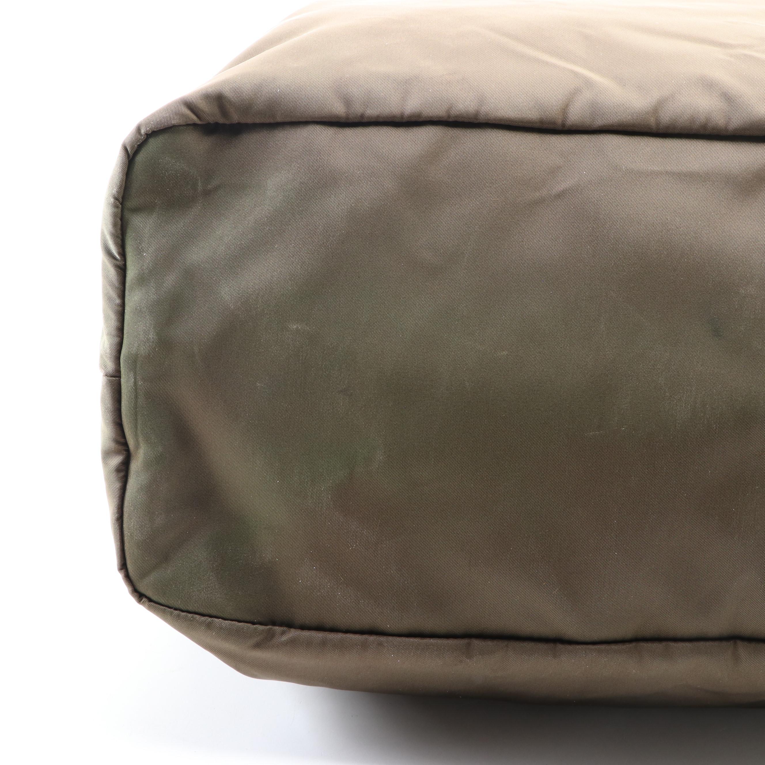 Prada Large Fold-Over Tote in Nylon Gabardine and Brown Leather Trim w/Strap