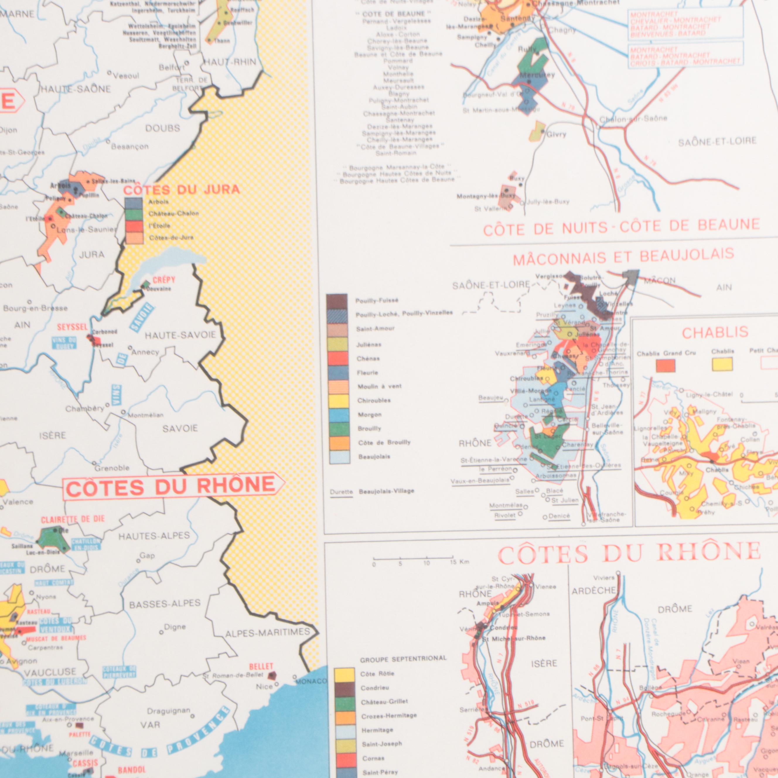 Color Lithograph Map of France and Photograph of Parisian Storefront