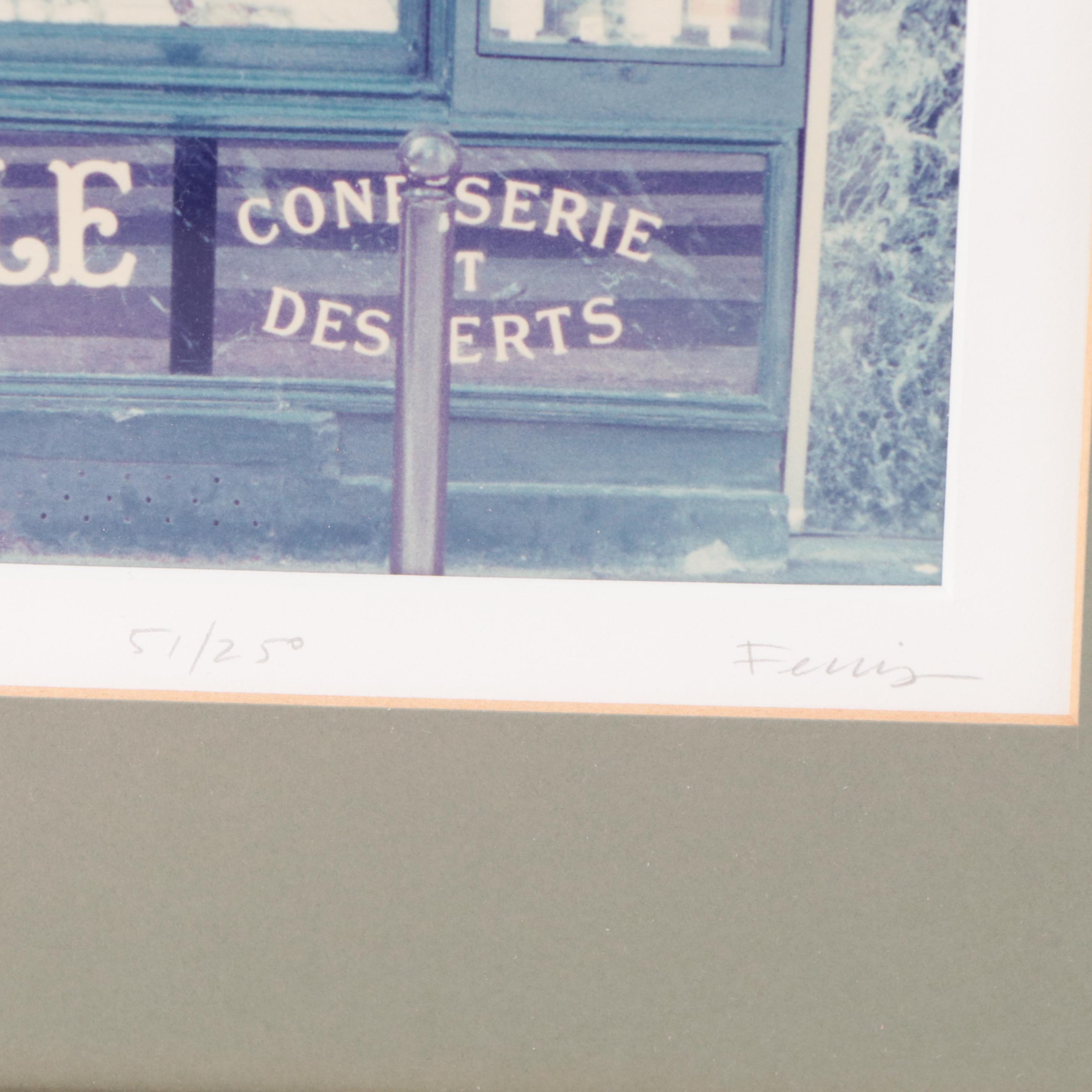 Color Lithograph Map of France and Photograph of Parisian Storefront