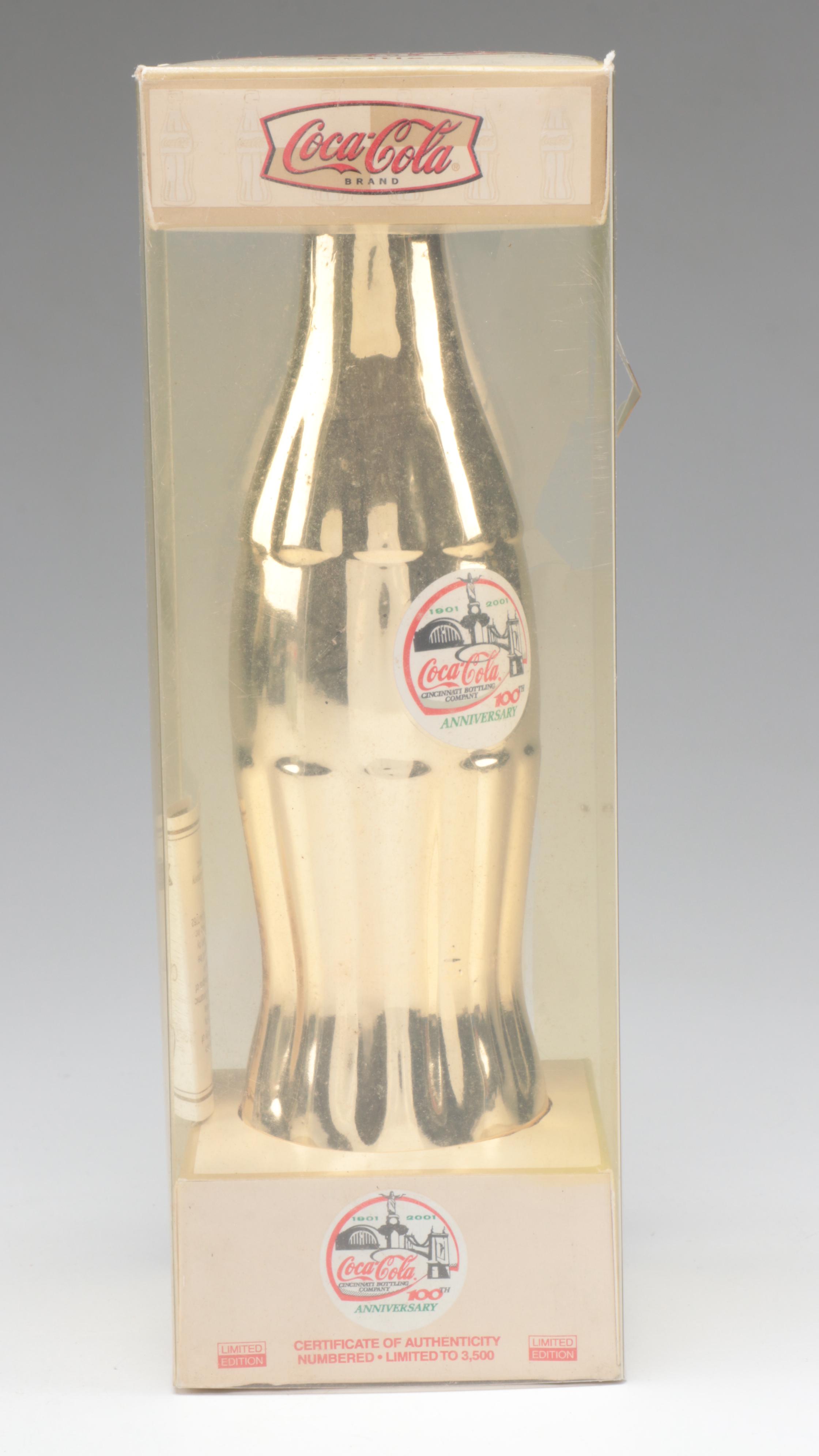 Coca-Cola 100th Anniversary Collectible Bottle with Greyhound Racing Tumblers