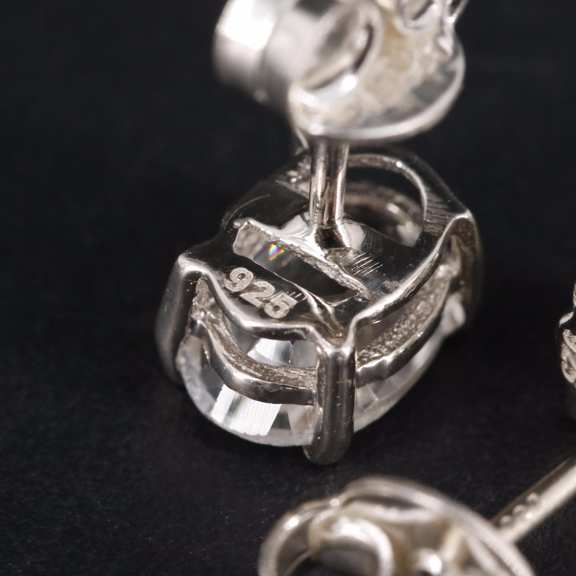 Sterling Oval Gemstone Stud Earrings