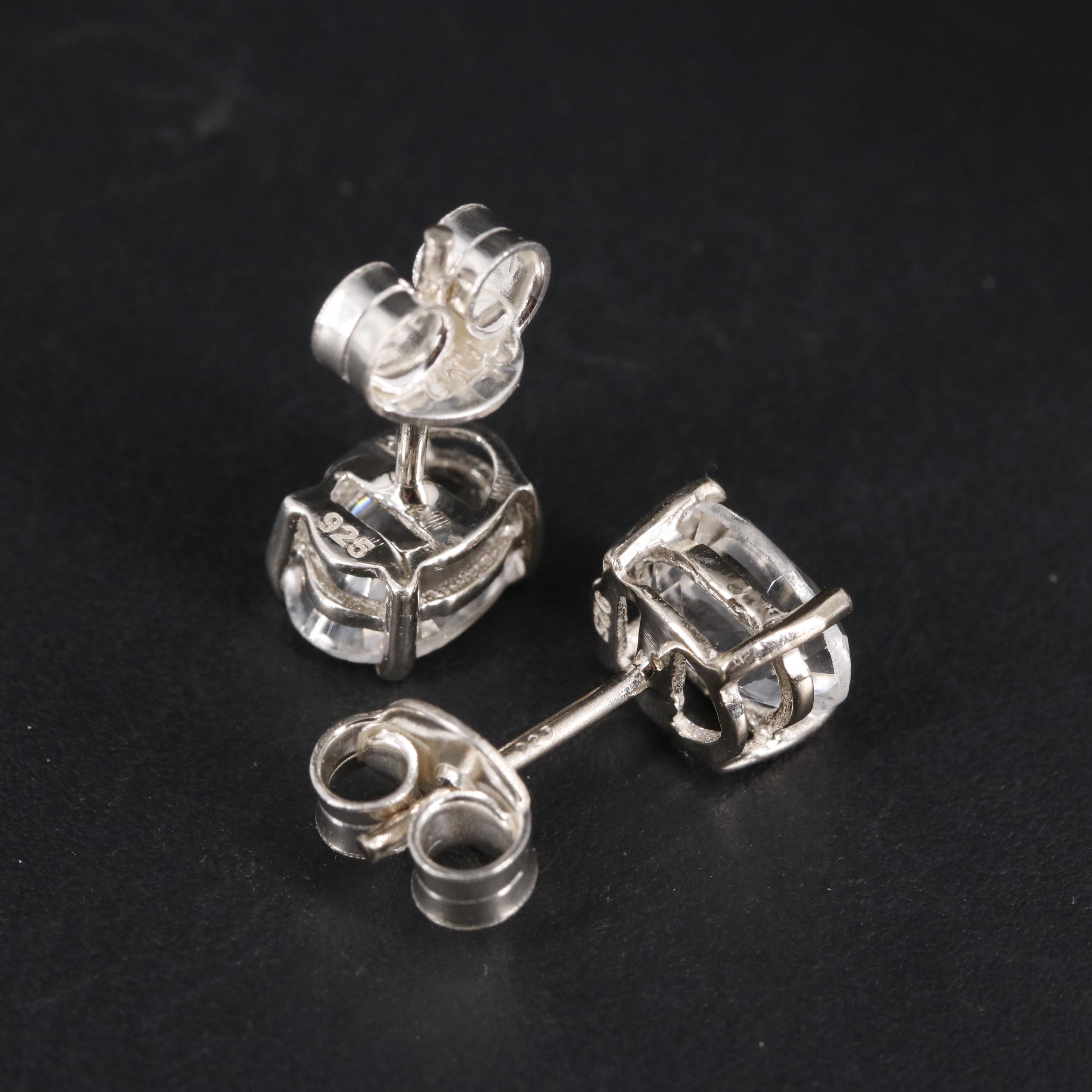 Sterling Oval Gemstone Stud Earrings