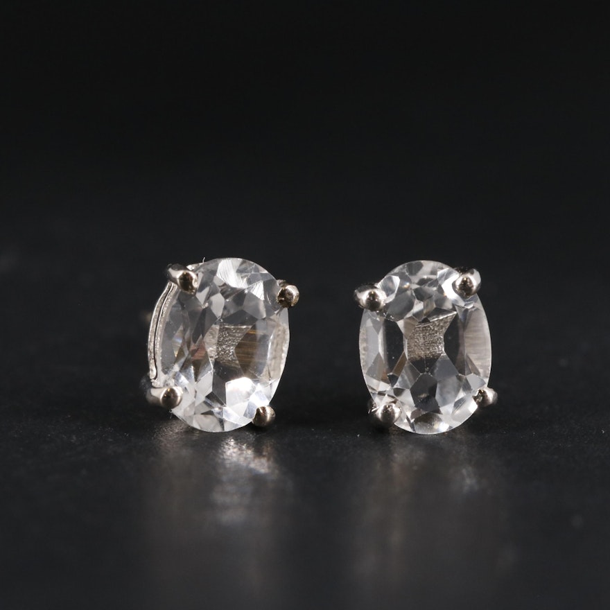 Sterling Oval Gemstone Stud Earrings