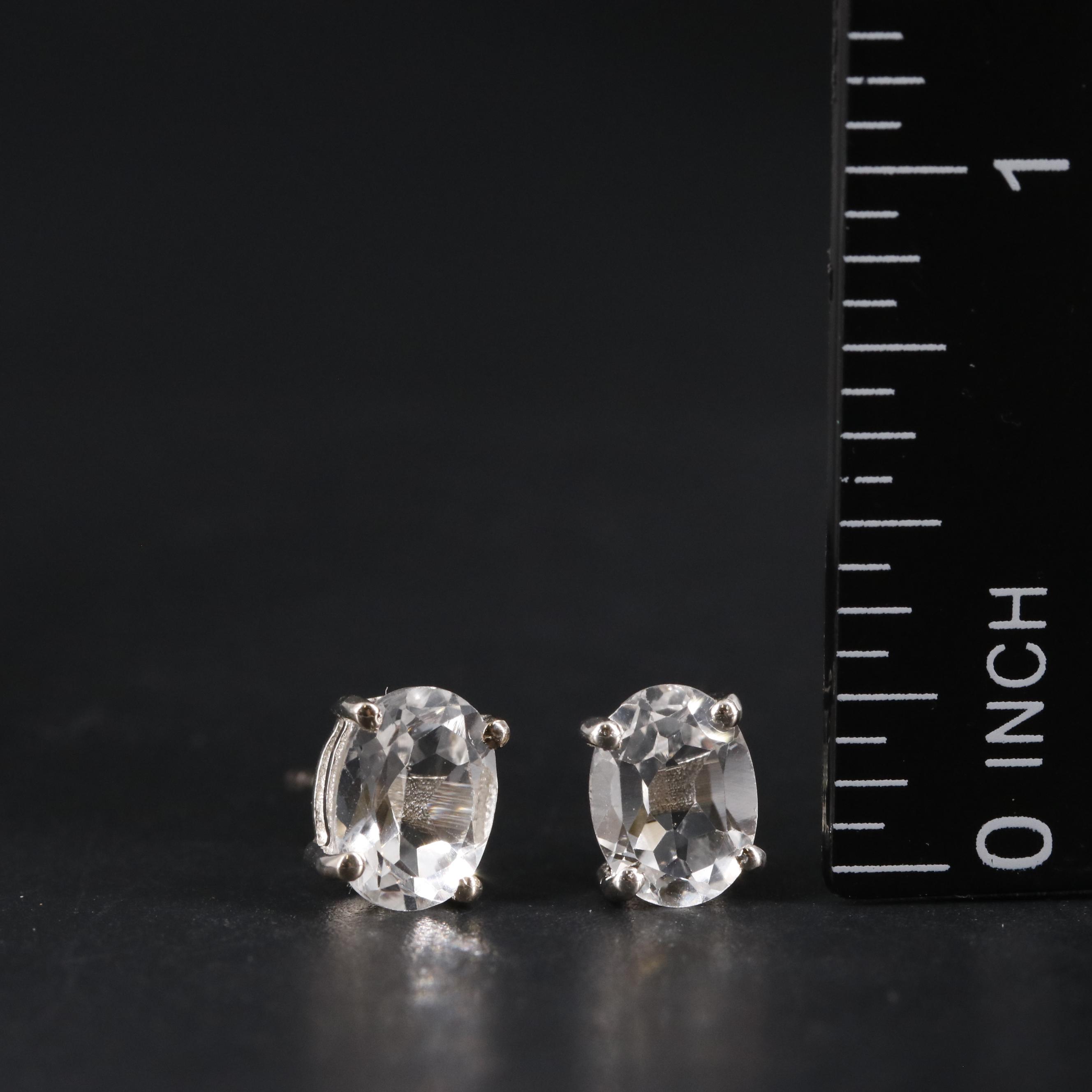 Sterling Oval Gemstone Stud Earrings