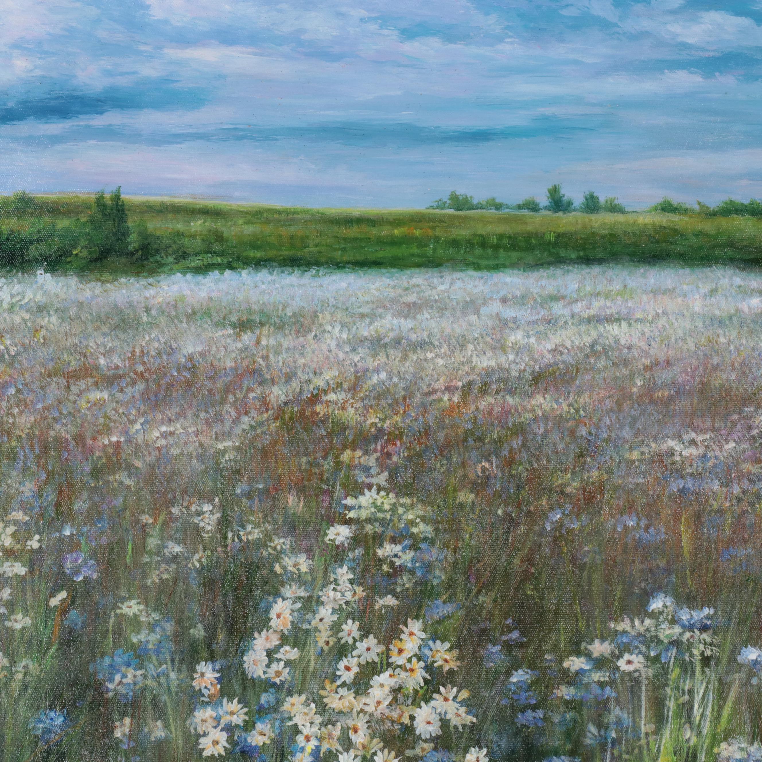 Qinghua Flower Field Landscape Oil Painting