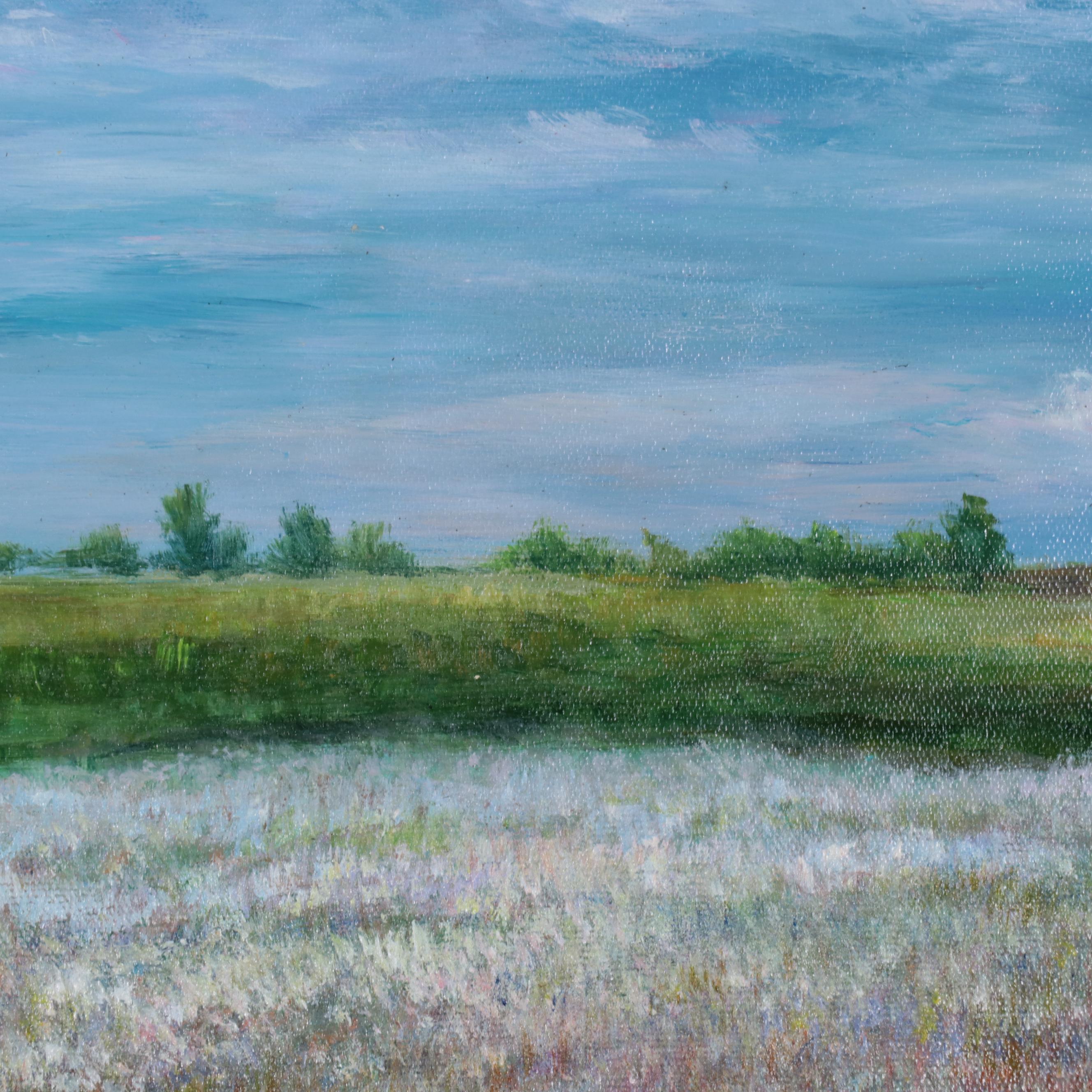 Qinghua Flower Field Landscape Oil Painting
