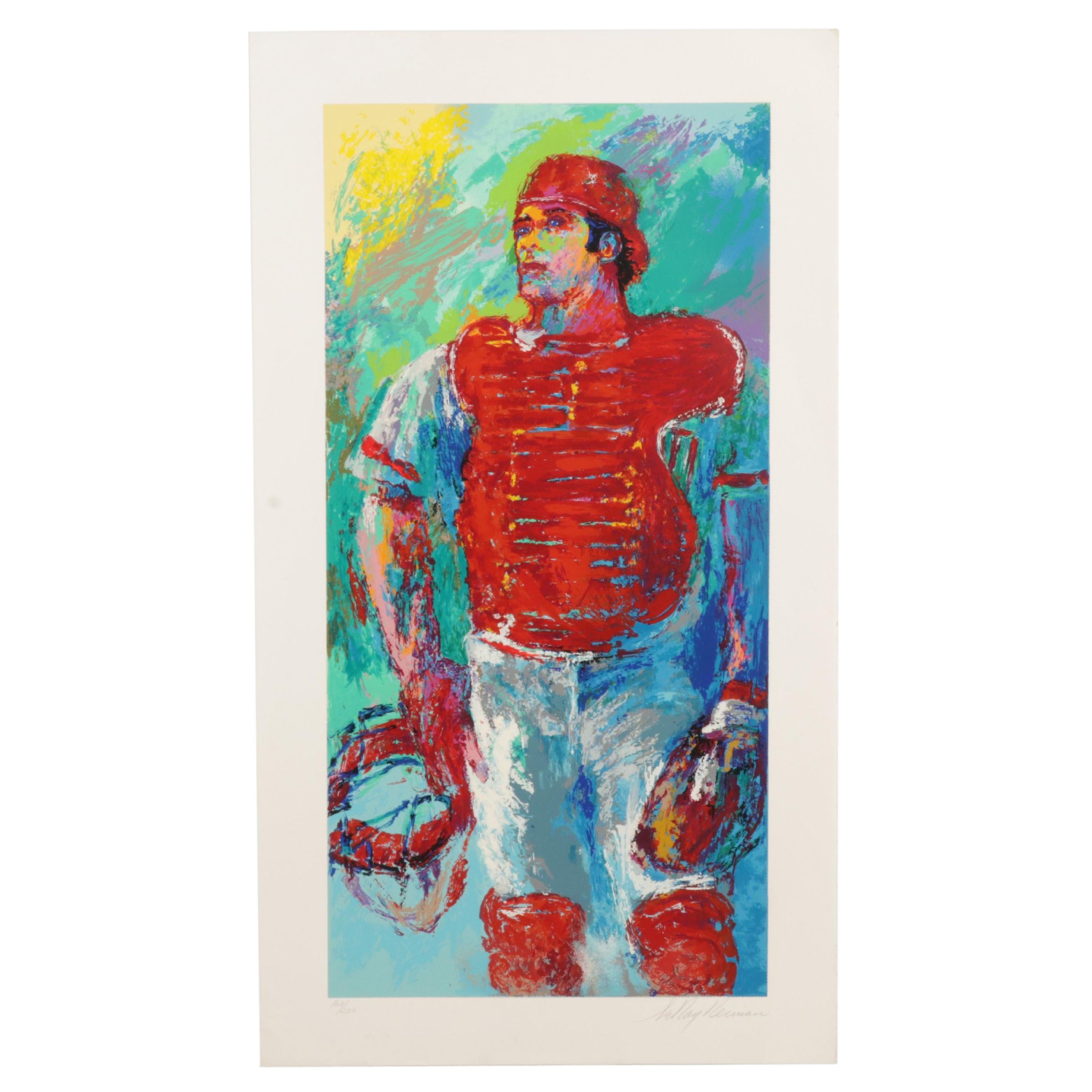 LeRoy Neiman Serigraph "Johnny Bench, the Catcher," Circa 1989