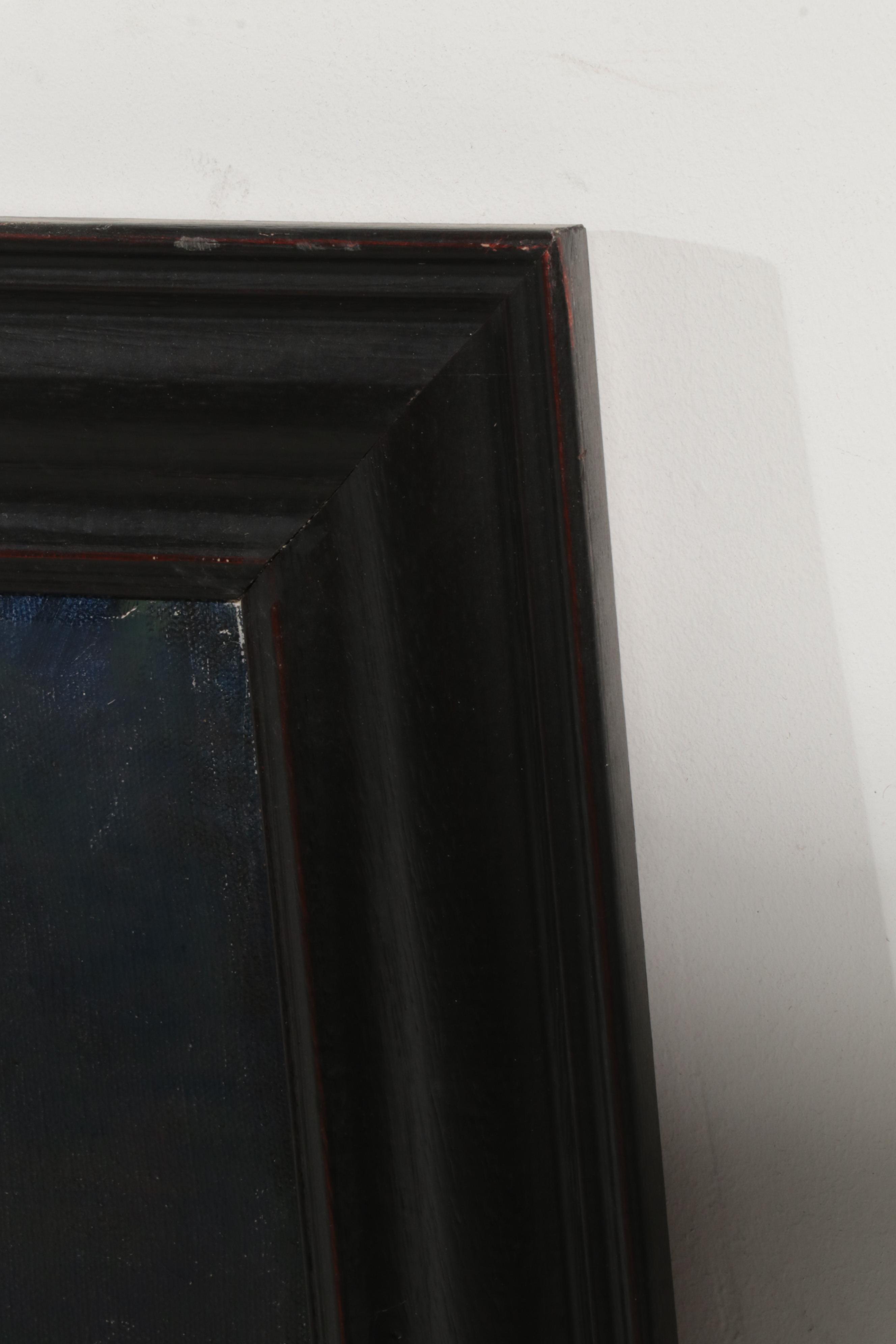 J. Diehl Still Life Oil Painting of Blanket on Rattan Chair, Circa 2000