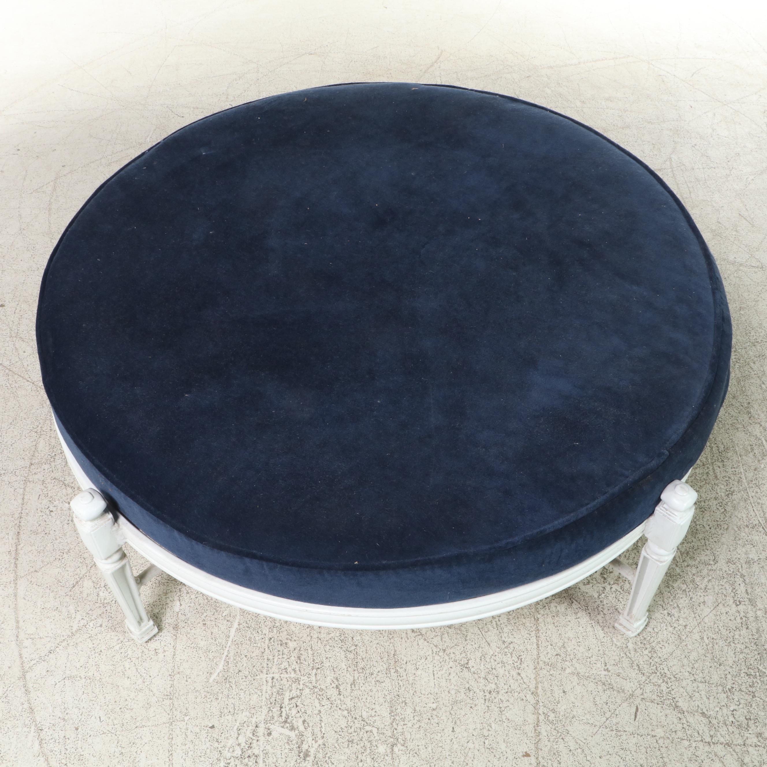 Cast Aluminum and Cushion Top Round Cocktail Ottoman